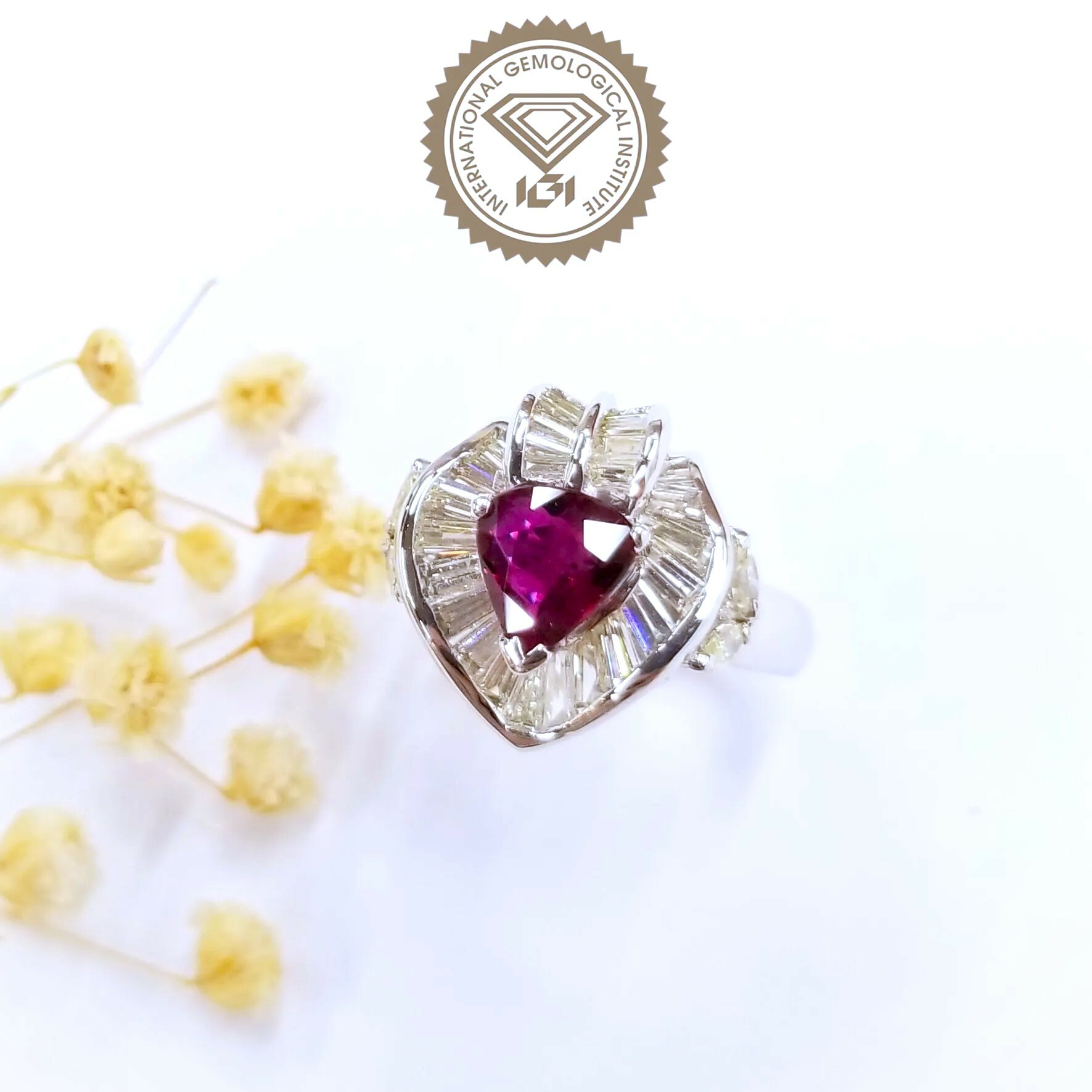 18K White Gold 1.35ct Ruby and Diamond Ring
