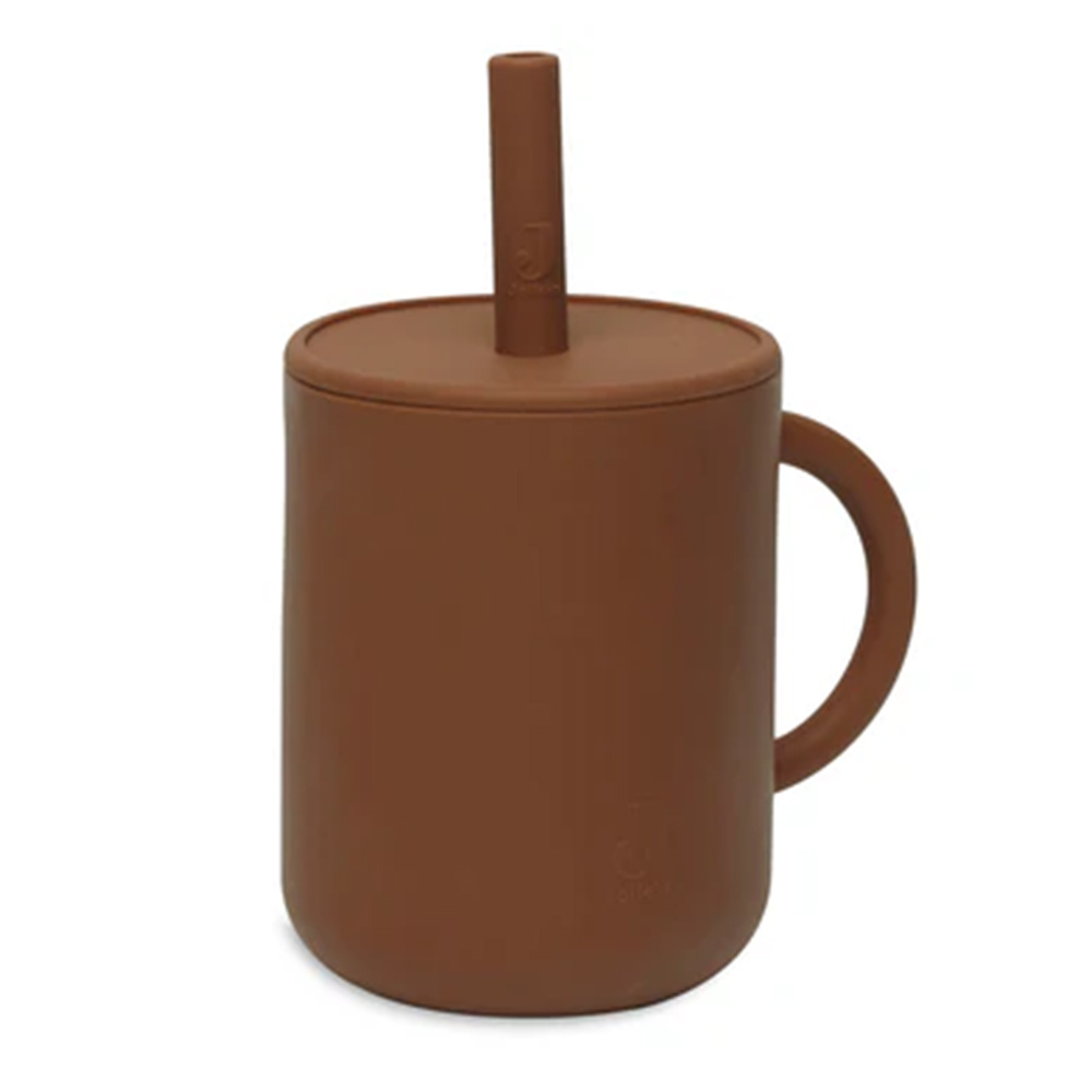 荷蘭Jollein 矽膠吸管水杯-Caramel