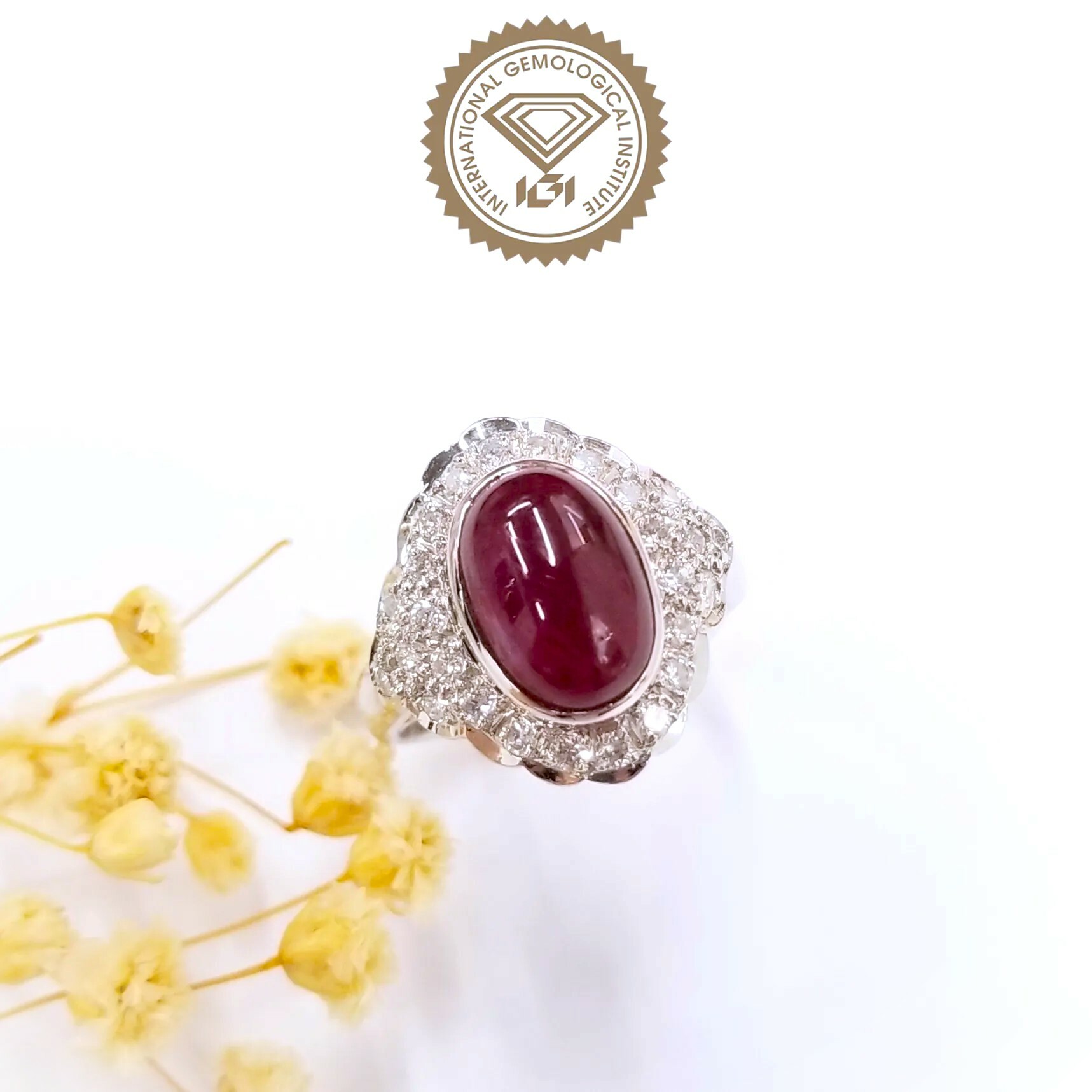 18K White Gold 3.30ct Ruby and Diamond Ring