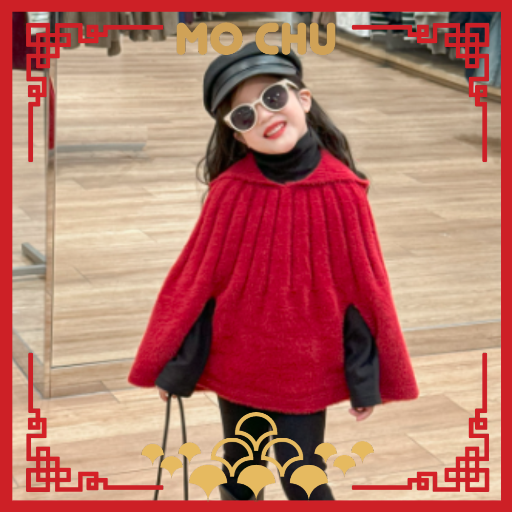 仿貂绒红斗篷披风