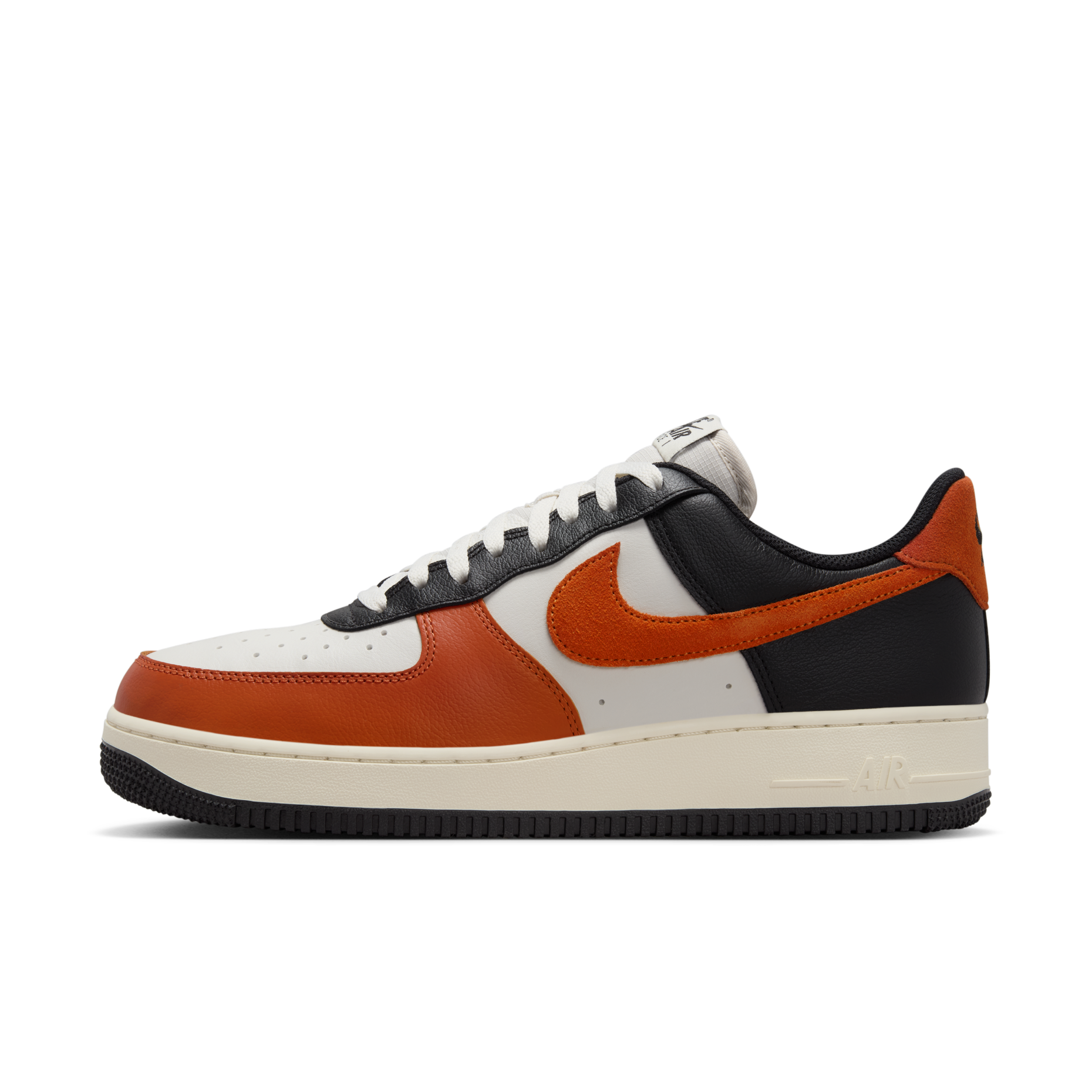 男鞋 NIKE AIR FORCE 1 '07 LV8 黑橘 異材質 麂皮 皮革 低筒休閒鞋【HQ4987-010】AF1