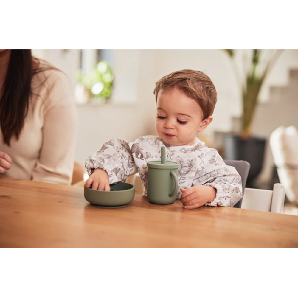 荷蘭Jollein 矽膠吸管水杯-Storm Grey