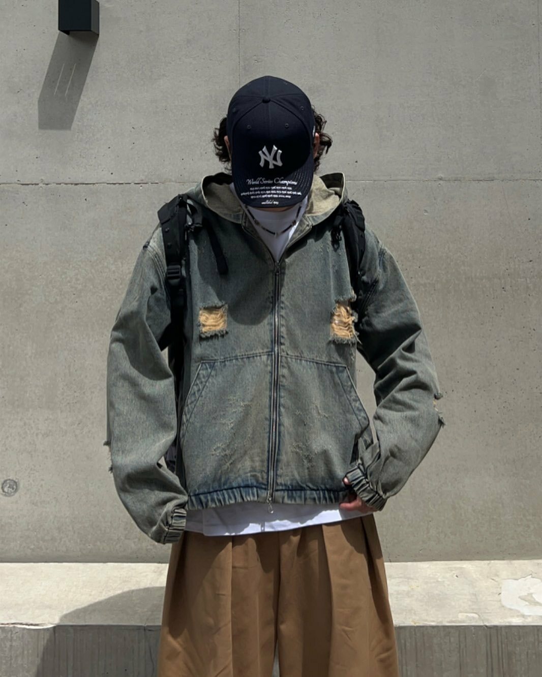 破壞設計牛仔連帽外套