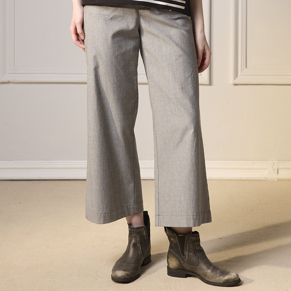 PIPPY 氣質彈性棉舒適9分寬口褲 灰