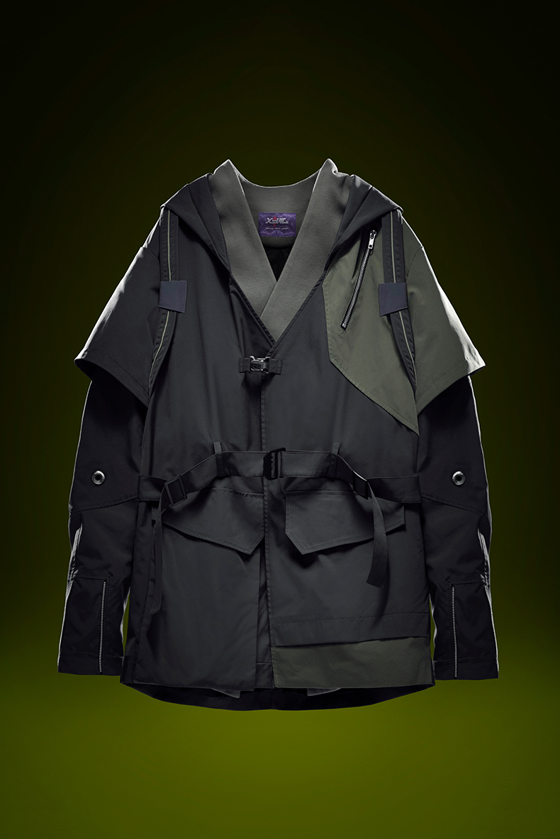 不作惡「刃影雙襟風衣」賽博龐克中長款斜襟假兩件刺客風衣含腰帶