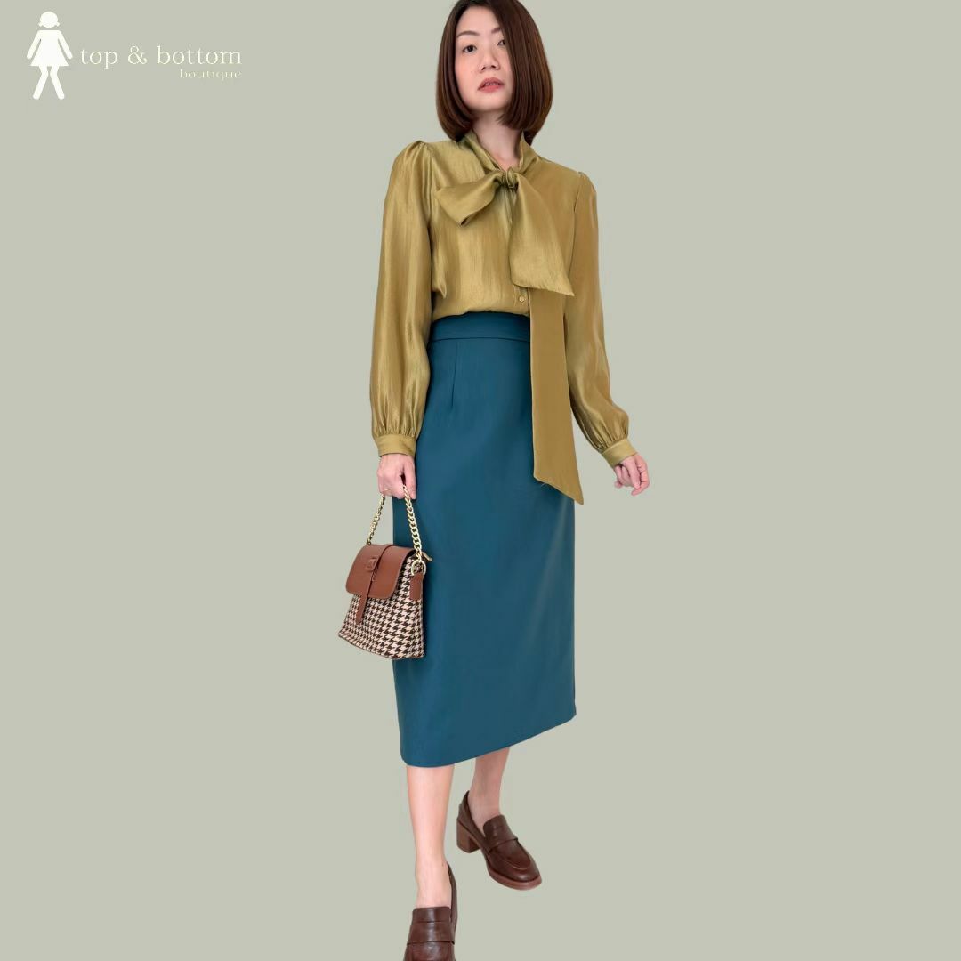 LONG SLEEVE RIBBON FRONT SHEER SHIRT