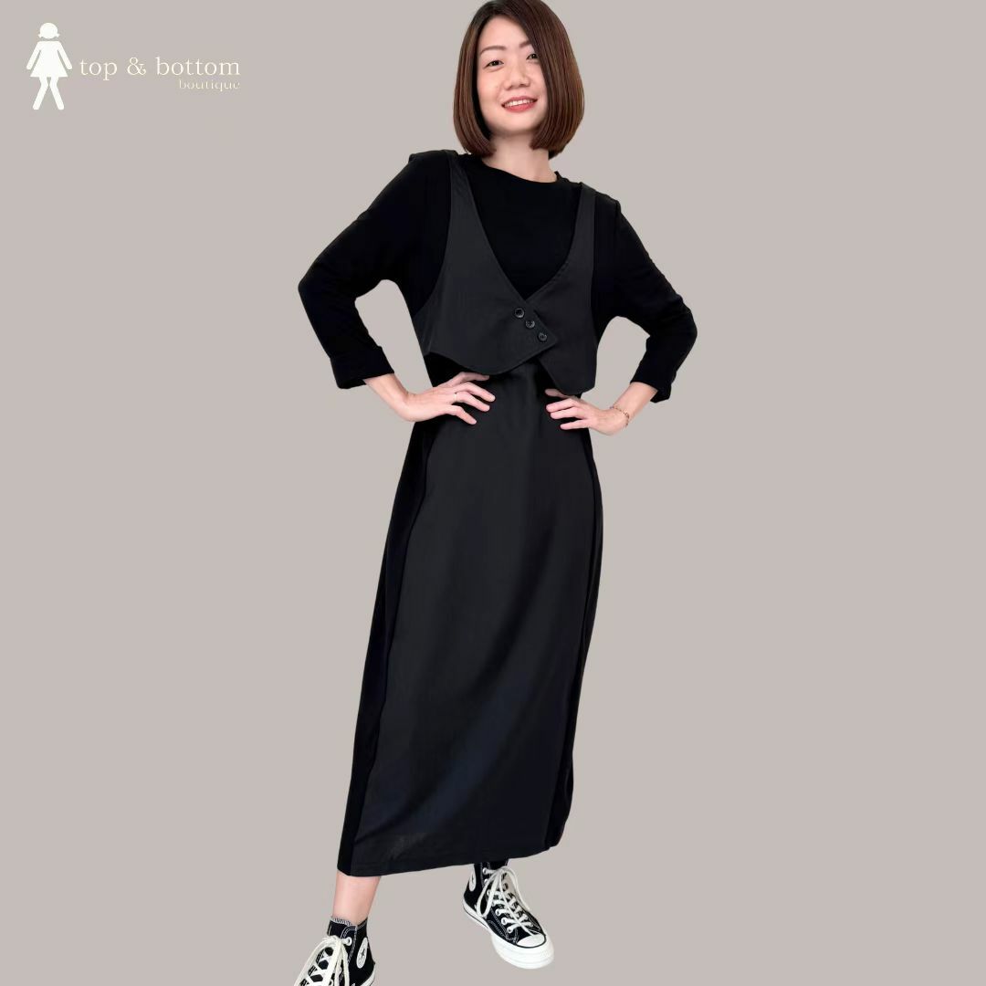 LONG SLEEVE VESTED PENCIL DRESS