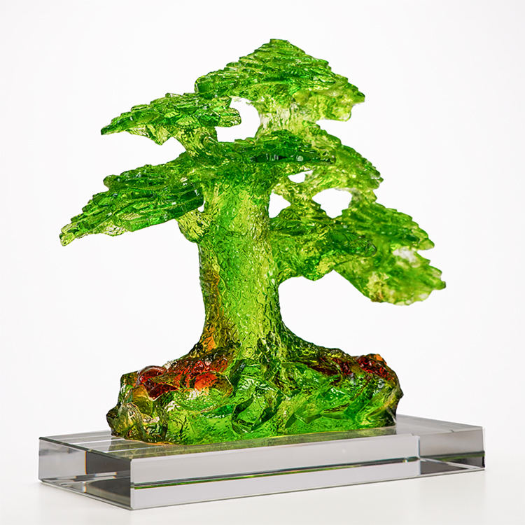 送禮首選：鹿港窯琉璃，常青樹琉璃擺件，祝開業喬遷基業長青！