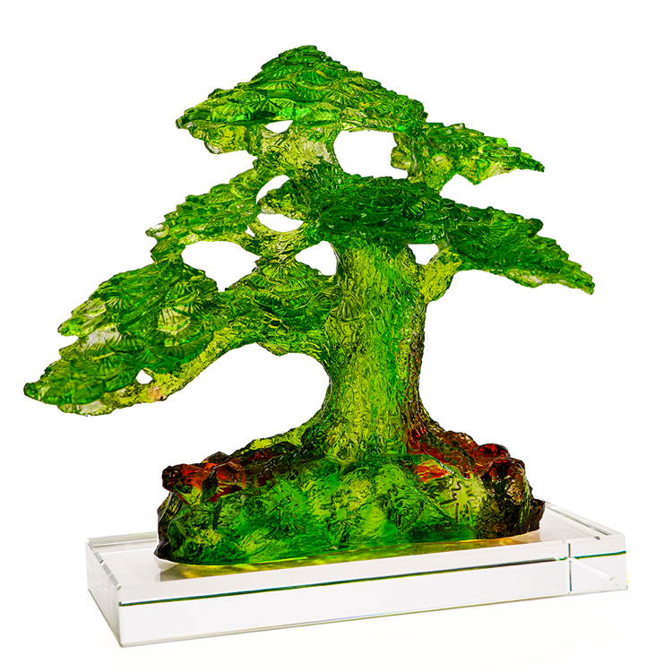 送禮首選：鹿港窯琉璃，常青樹琉璃擺件，祝開業喬遷基業長青！