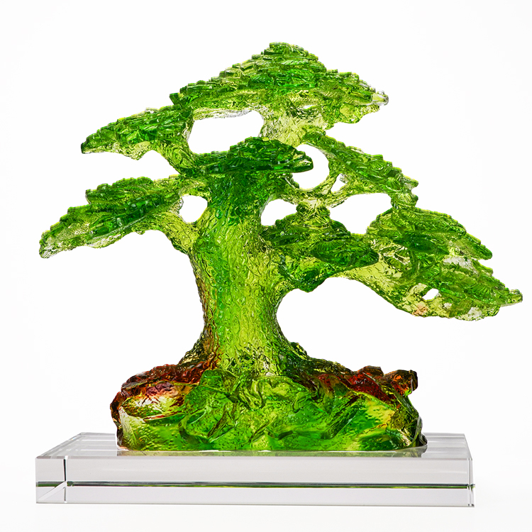 送禮首選：鹿港窯琉璃，常青樹琉璃擺件，祝開業喬遷基業長青！