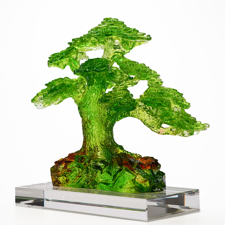 送禮首選：鹿港窯琉璃，常青樹琉璃擺件，祝開業喬遷基業長青！