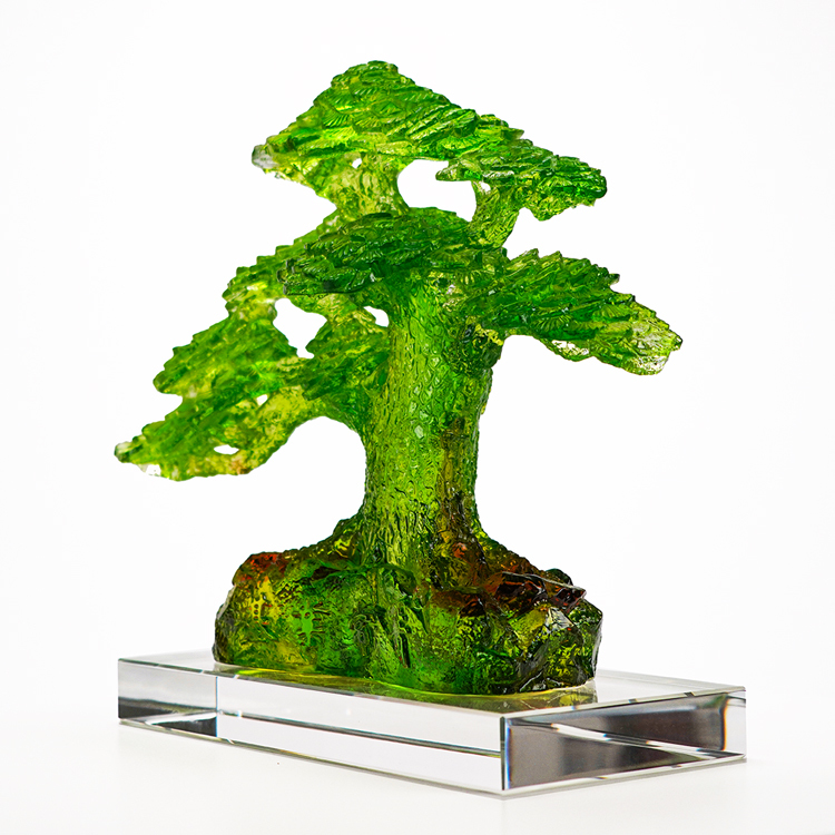 送禮首選：鹿港窯琉璃，常青樹琉璃擺件，祝開業喬遷基業長青！