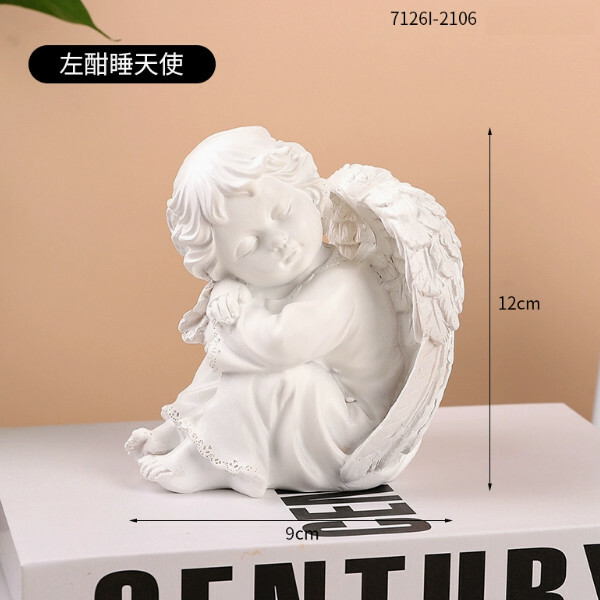 歐式雕塑小天使--可愛石膏擺飾 拍照雕像道具【左酣睡天使】1件
