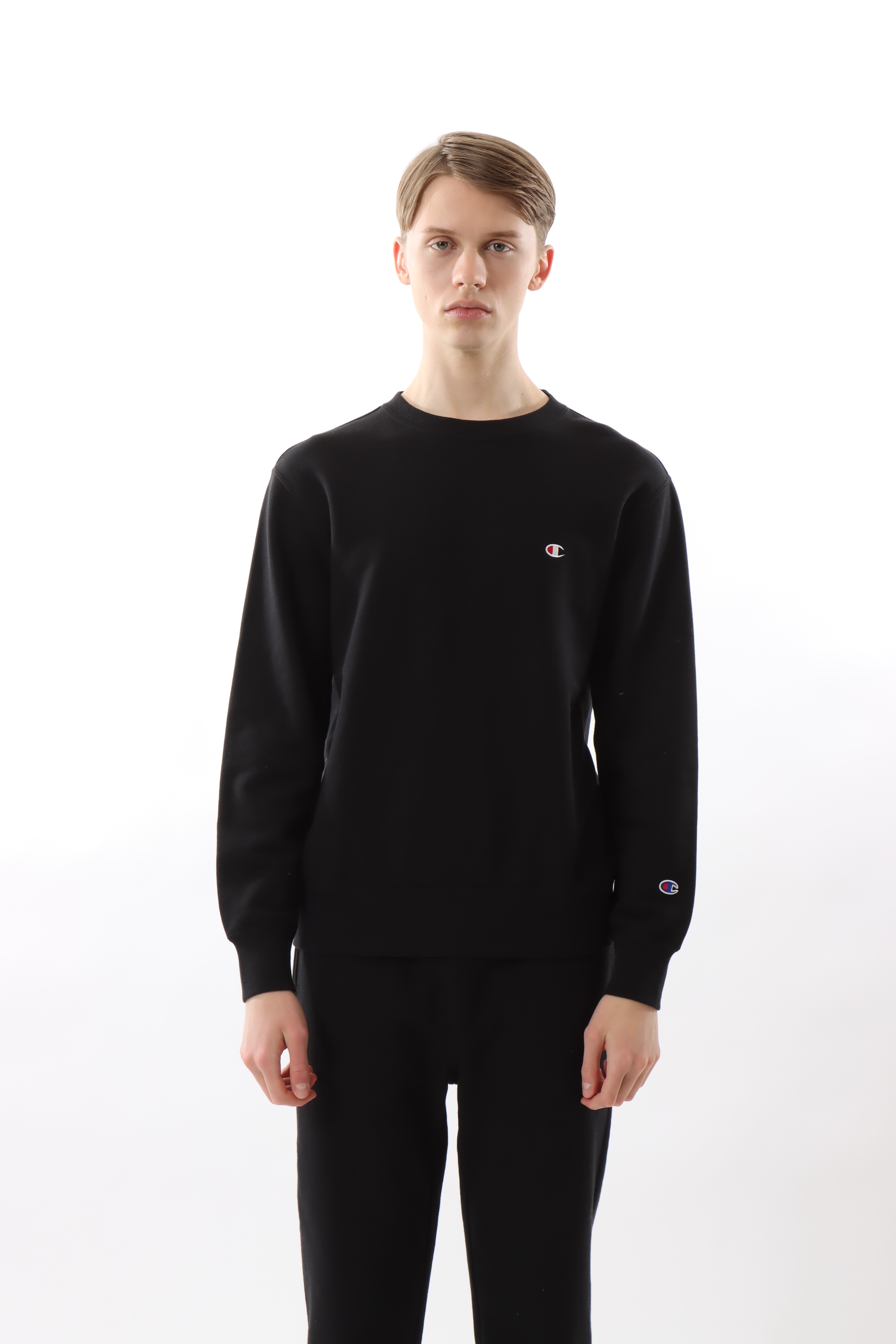 男款- BASIC 小C LOGO 圓領衛衣-黑色（C3-Y035-090）