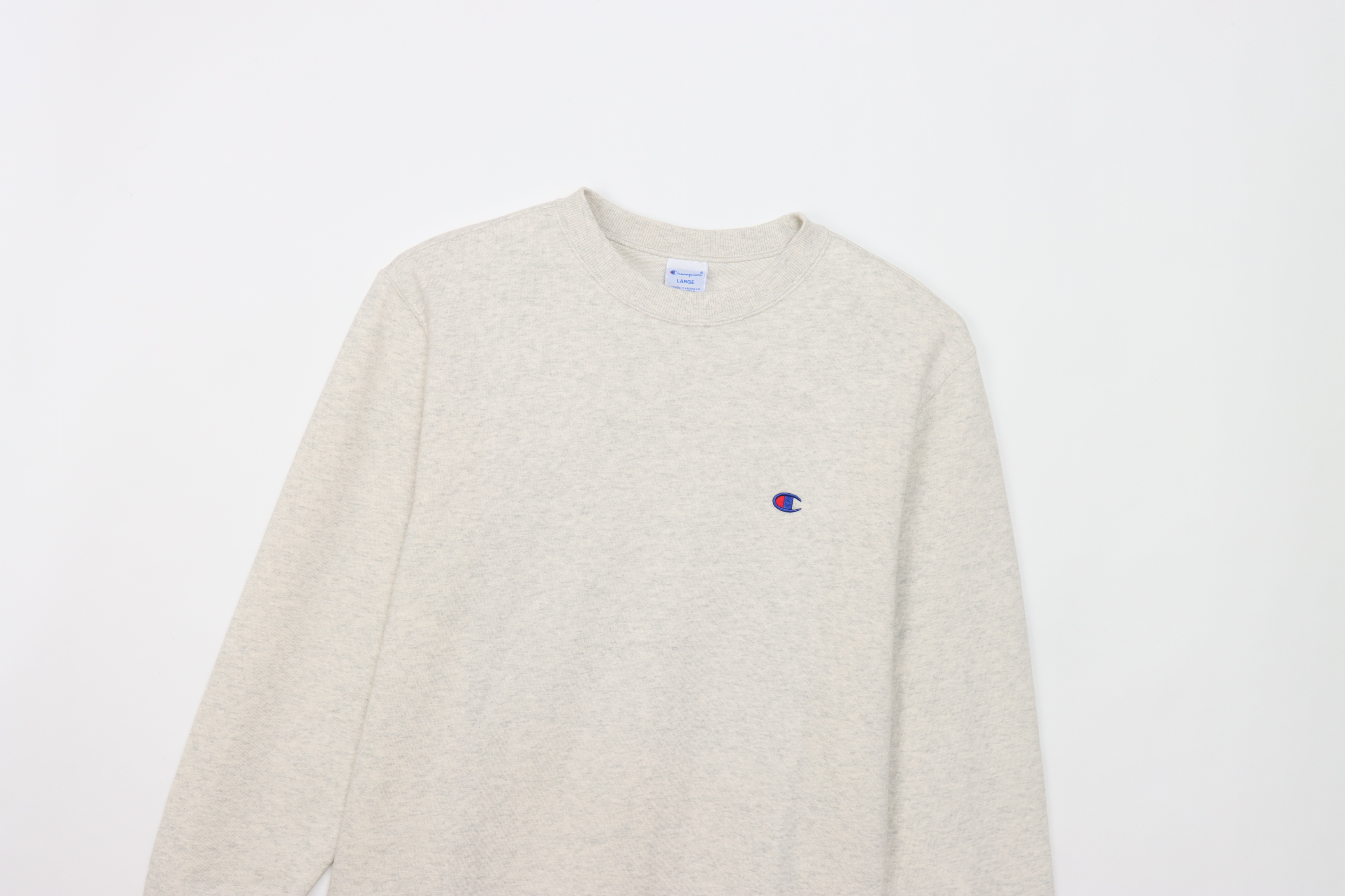 男款- BASIC 小C LOGO 圓領長袖大學T-米色（C3-Y035-810）