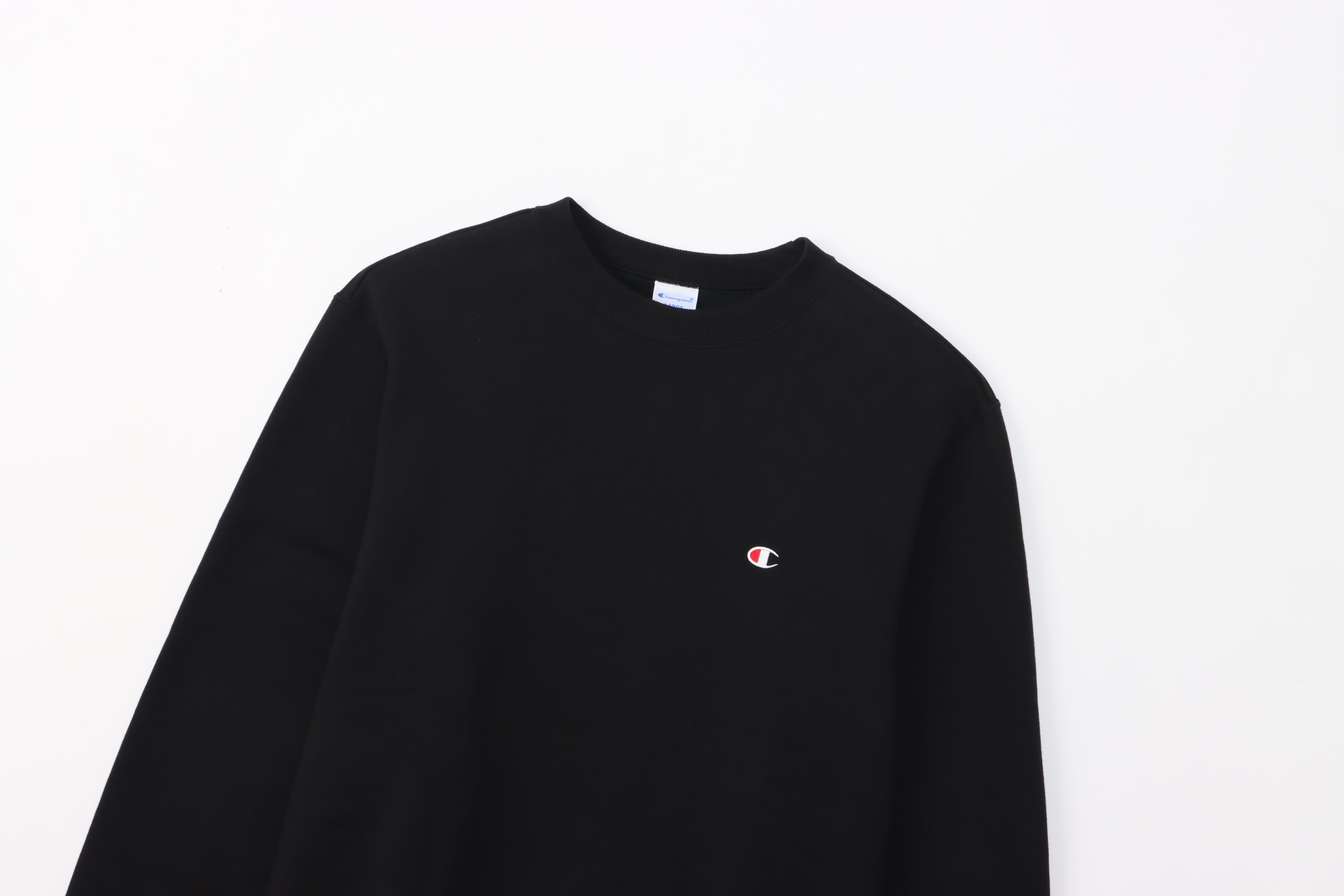 男款 BASIC 小C LOGO 刷毛圓領衛衣(黑)