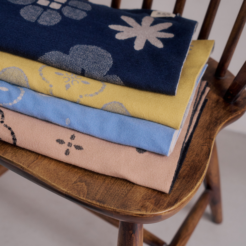 印花樂緹花圍巾暮光藍