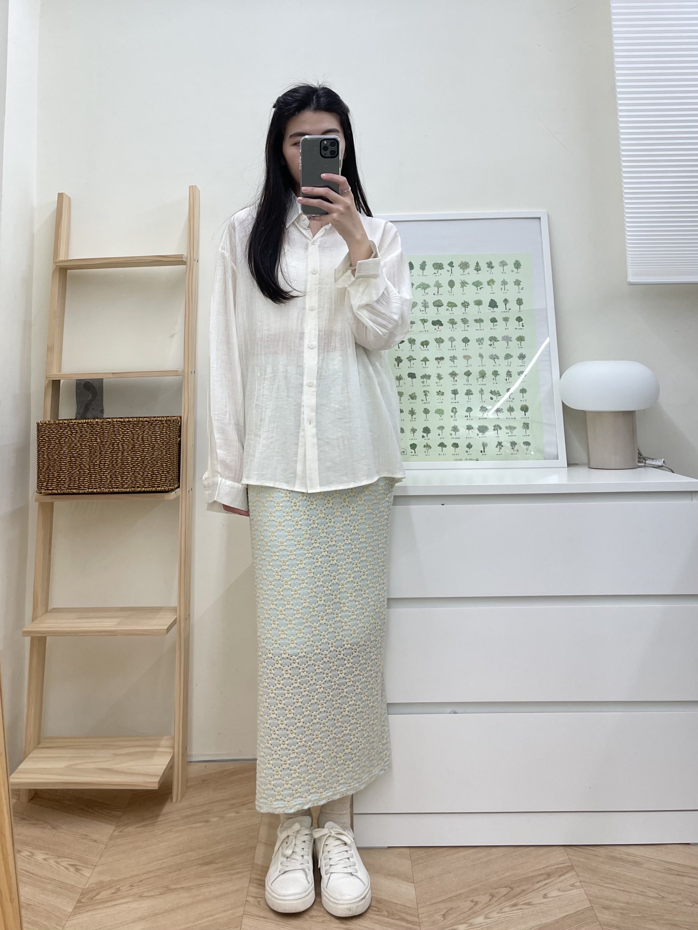 後開衩緹花鬆緊裙*2色