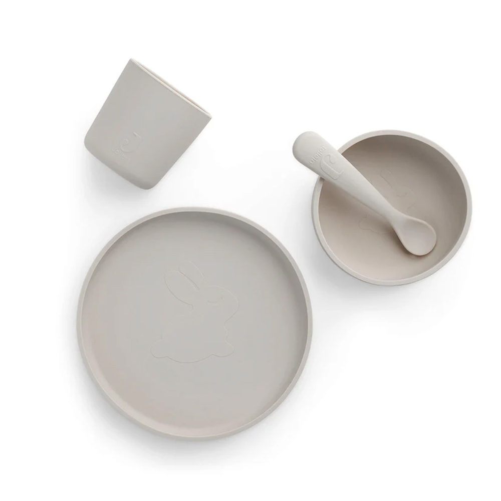 荷蘭Jollein 兒童矽膠餐具組-Nougat