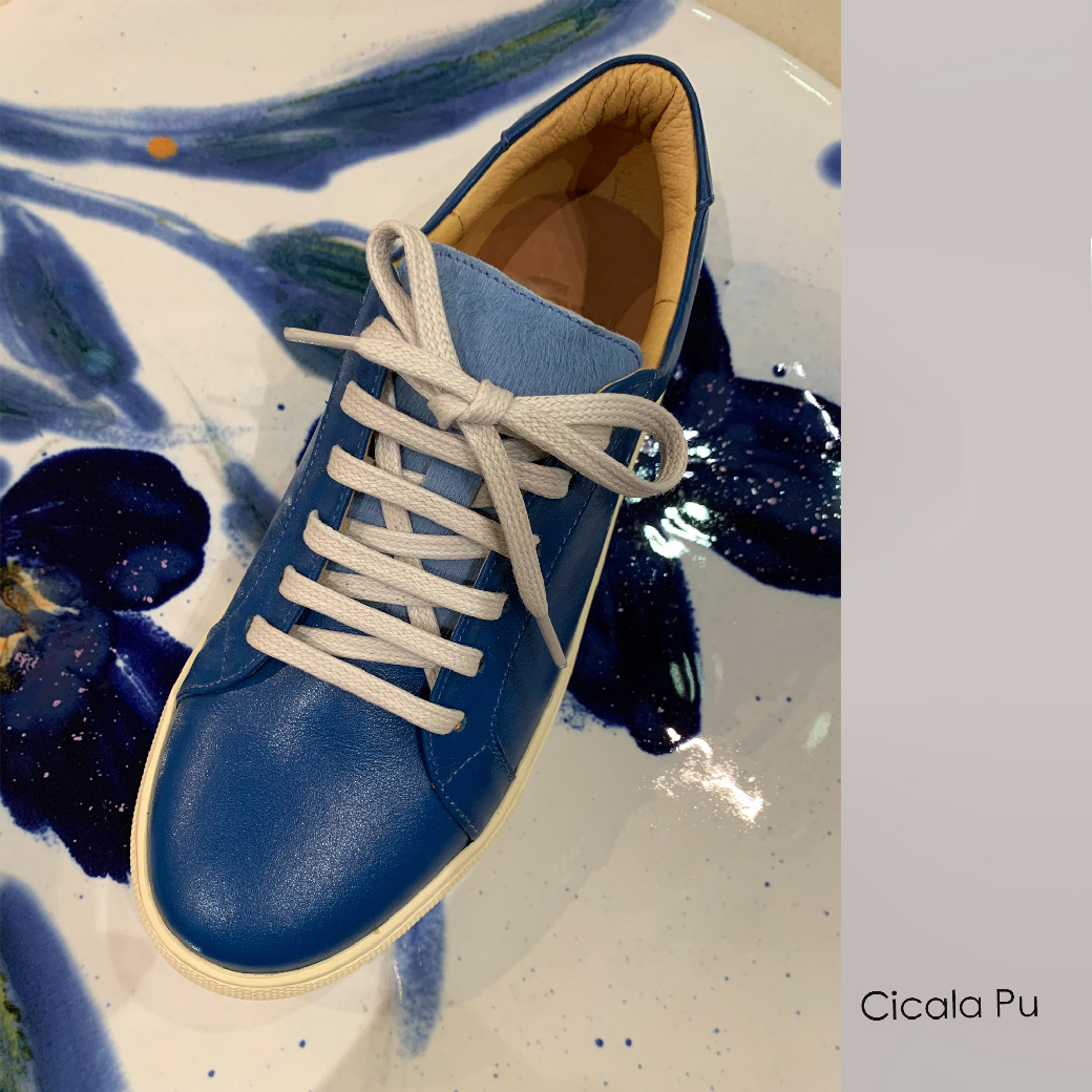 198  克萊茵藍 毛毛拼接 小白鞋