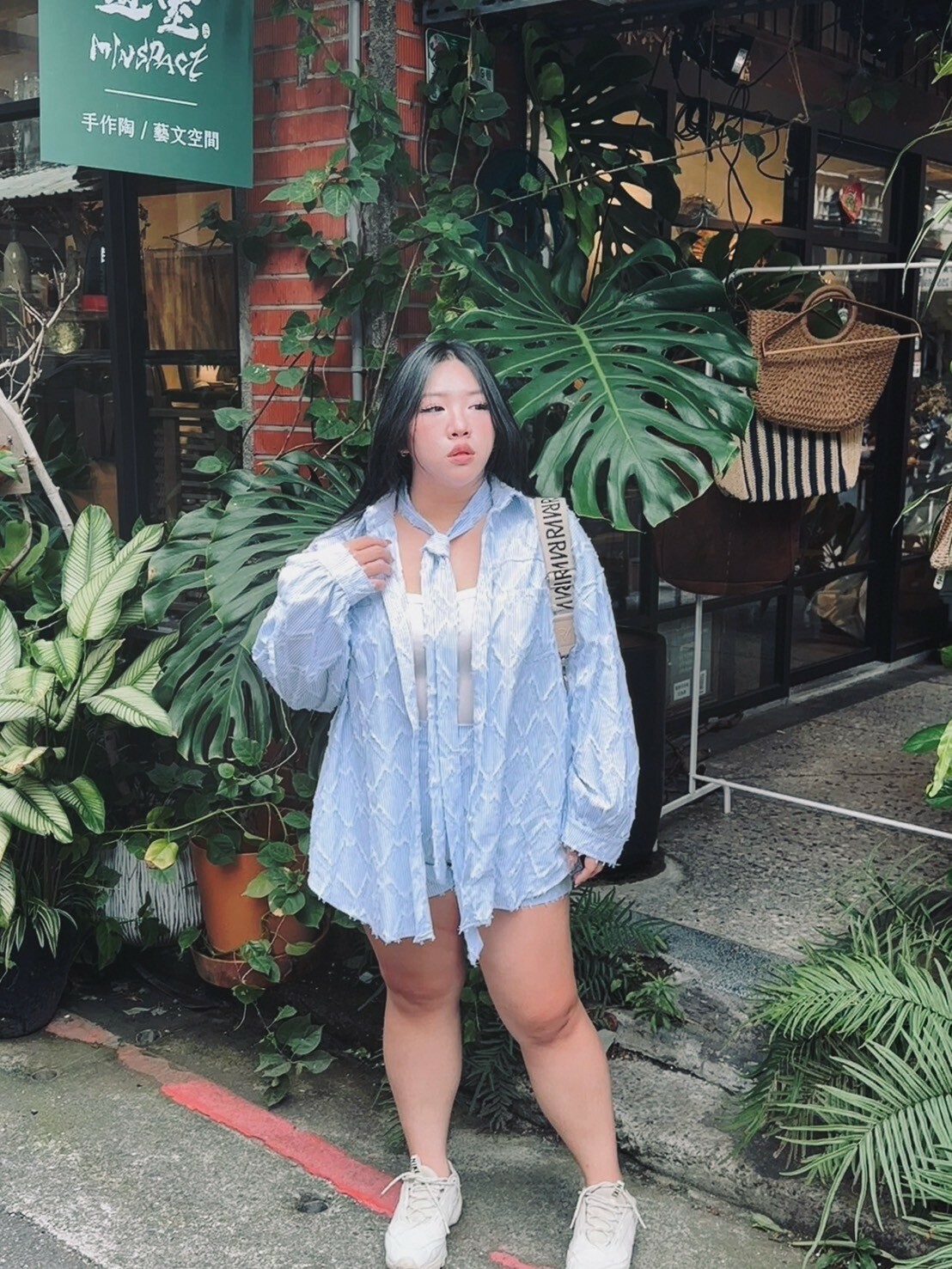 菱格紋刷毛襯衫套裝