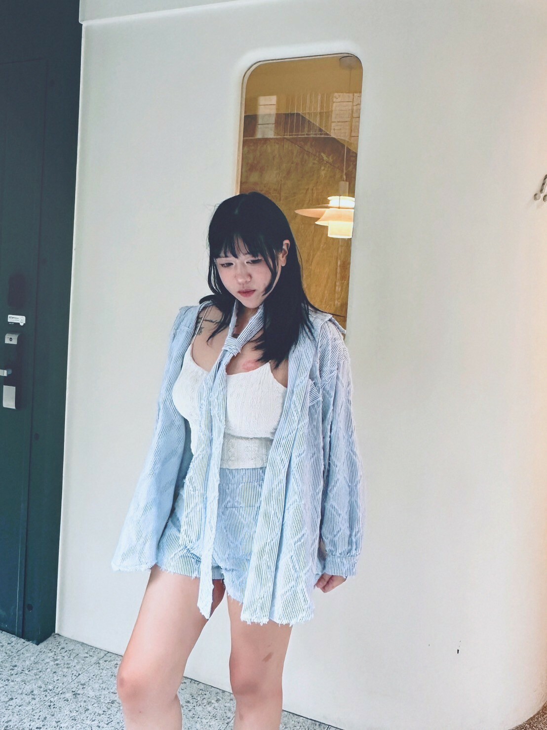 菱格紋刷毛襯衫套裝