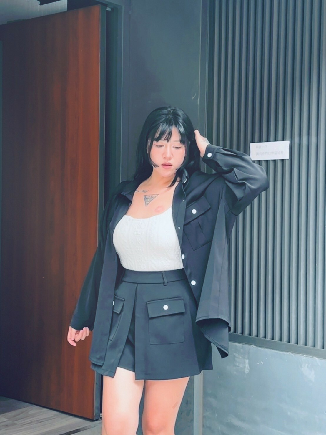 小西裝+開衩西褲裙套組