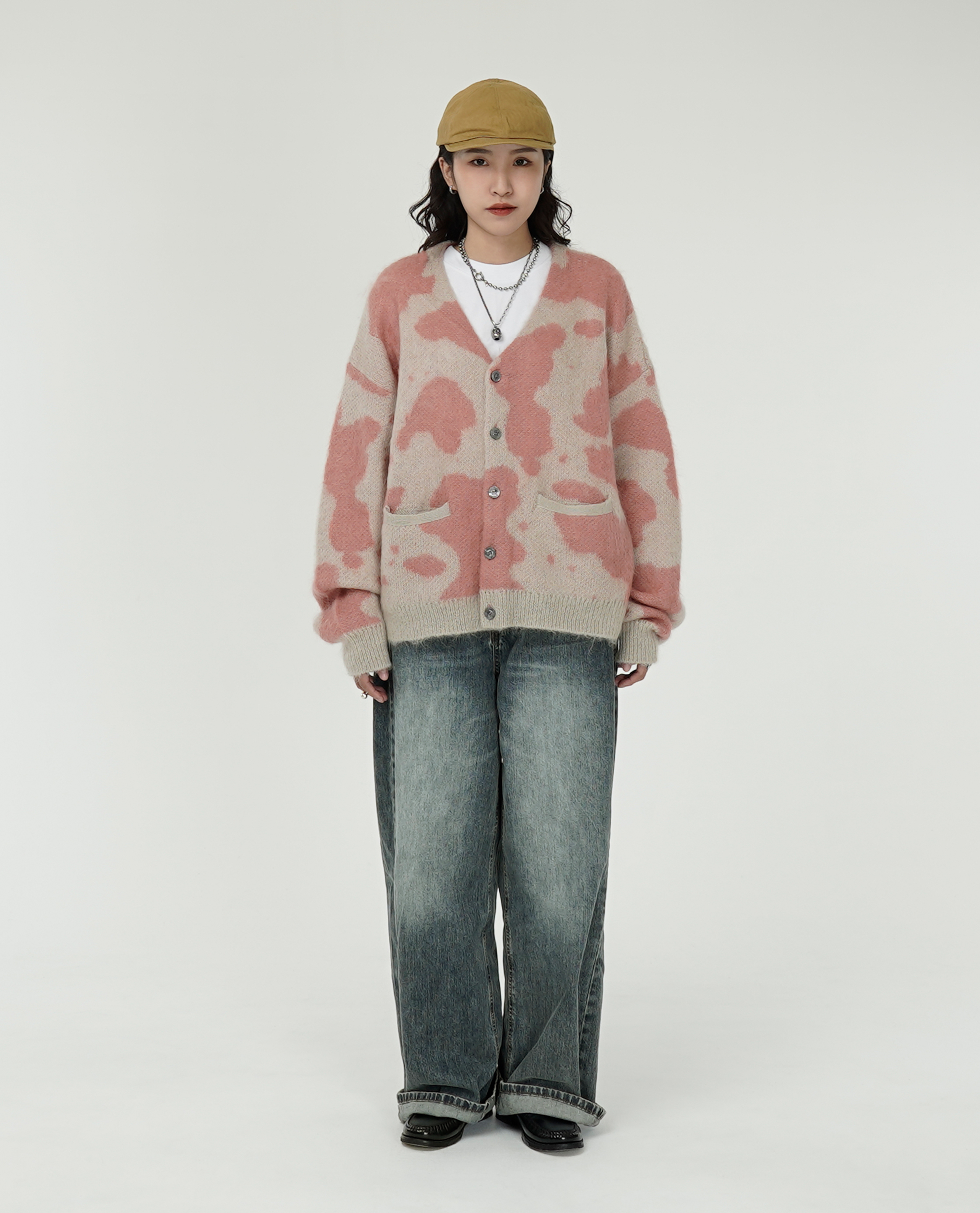 F-LAGSTUF-F COW MOHAIR KNIT CARDIGAN - 24FW