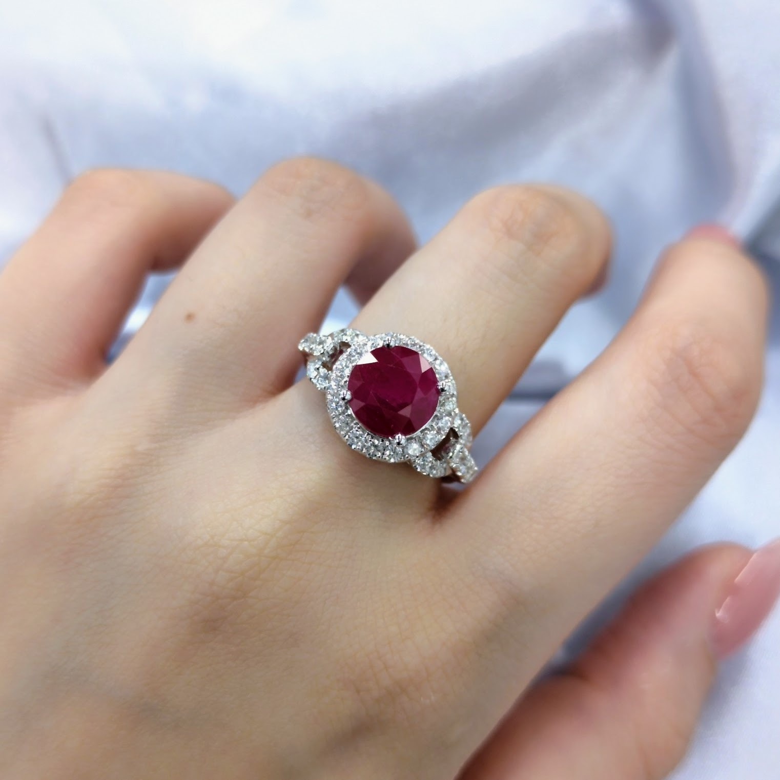 18K White Gold 3.10ct Ruby and Diamond Ring