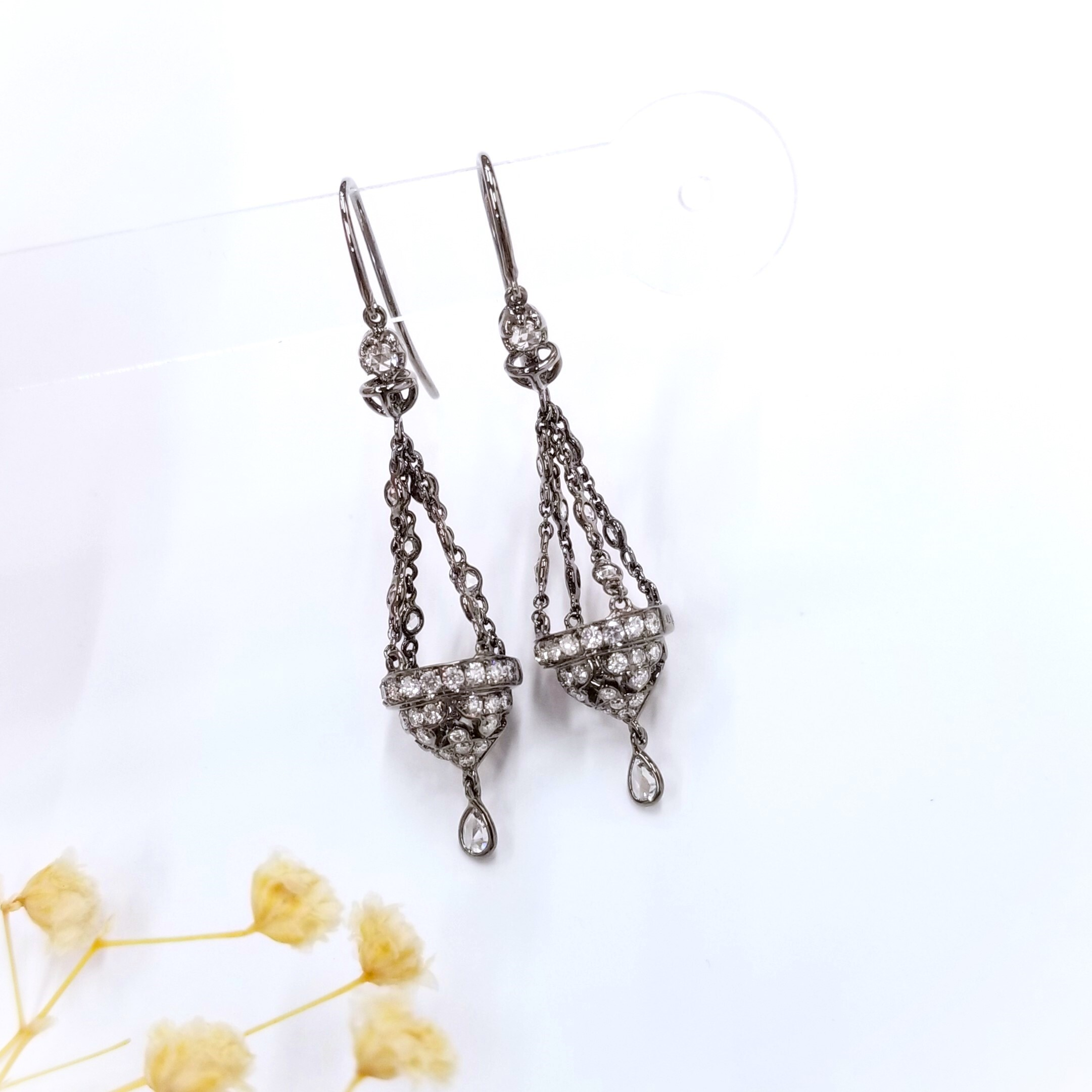 18K Black Gold 1.54ct Diamond Earrings