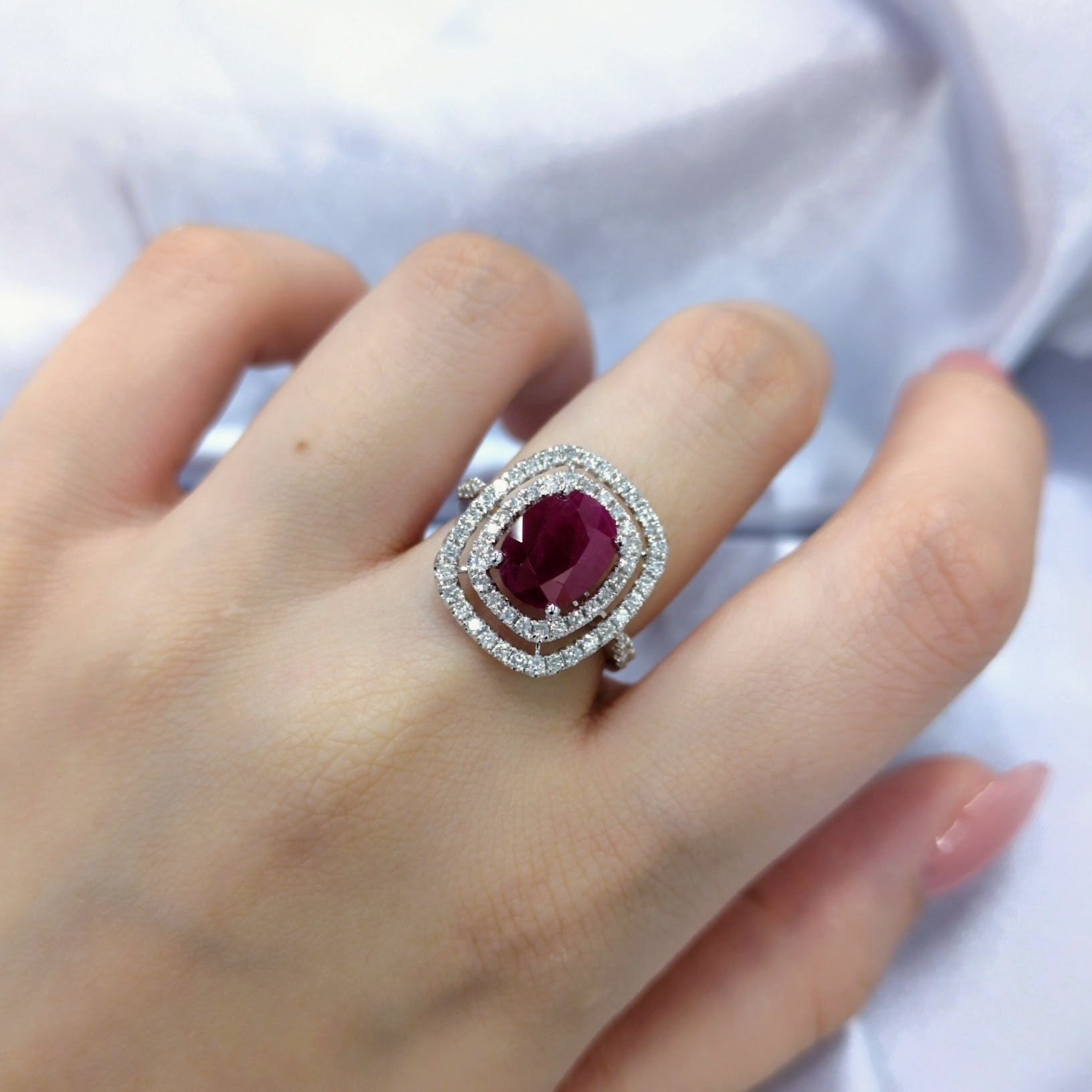 18K White Gold 3.05ct Ruby and Diamond Ring