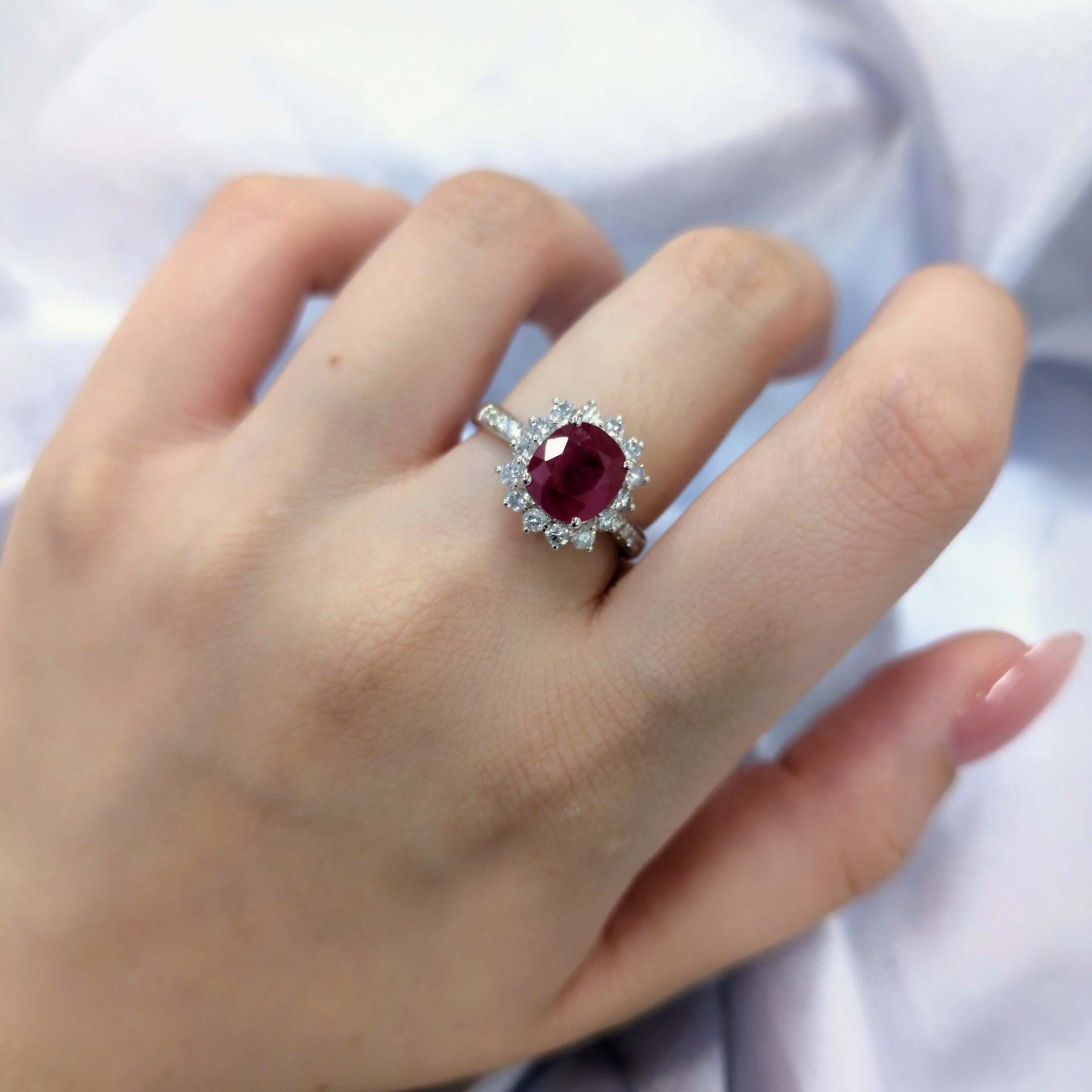 18K White Gold 2.91ct Ruby and Diamond Ring