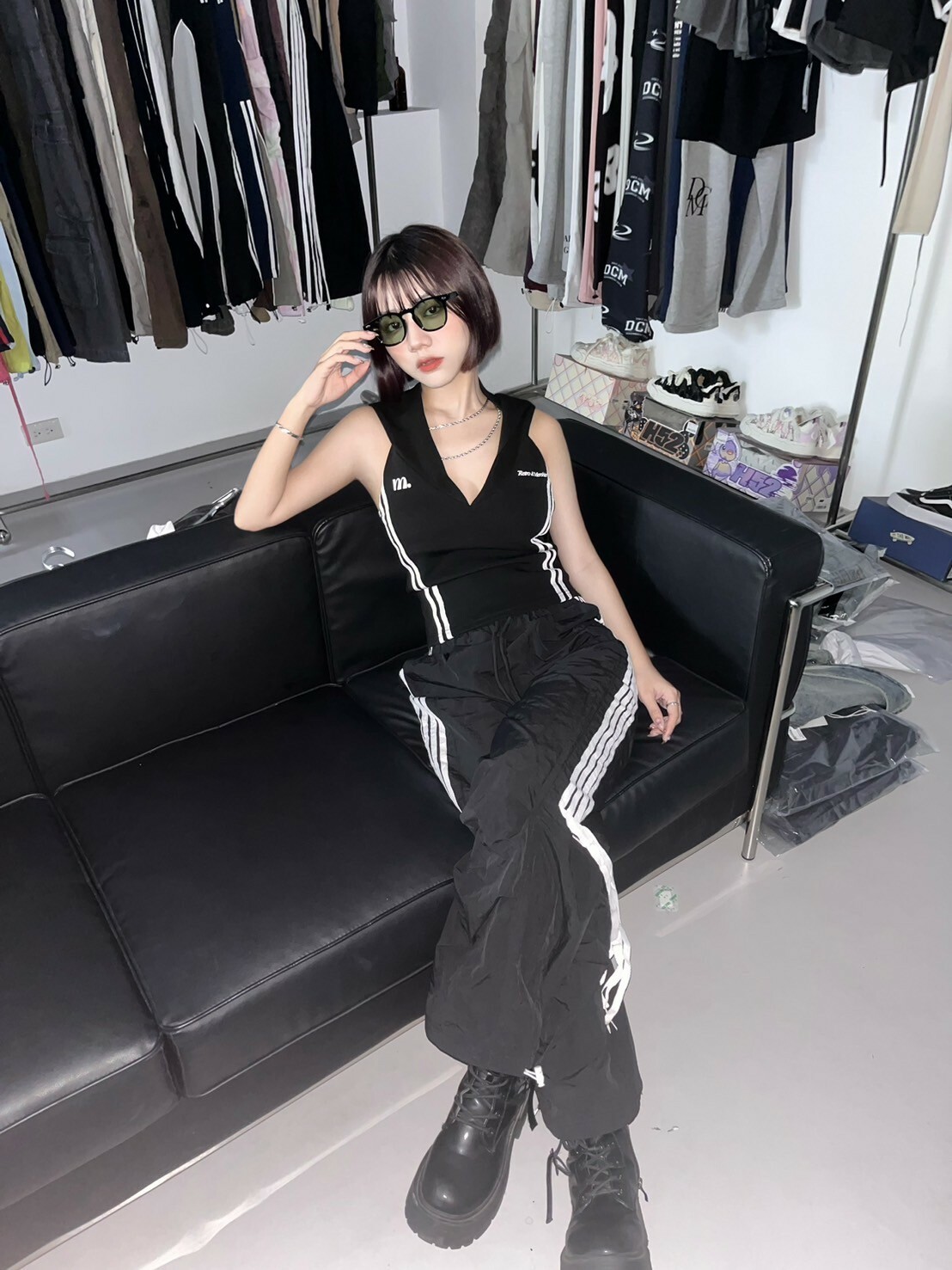 (GOAL) ERHU 蝴蝶結線條休閒寬褲 222156