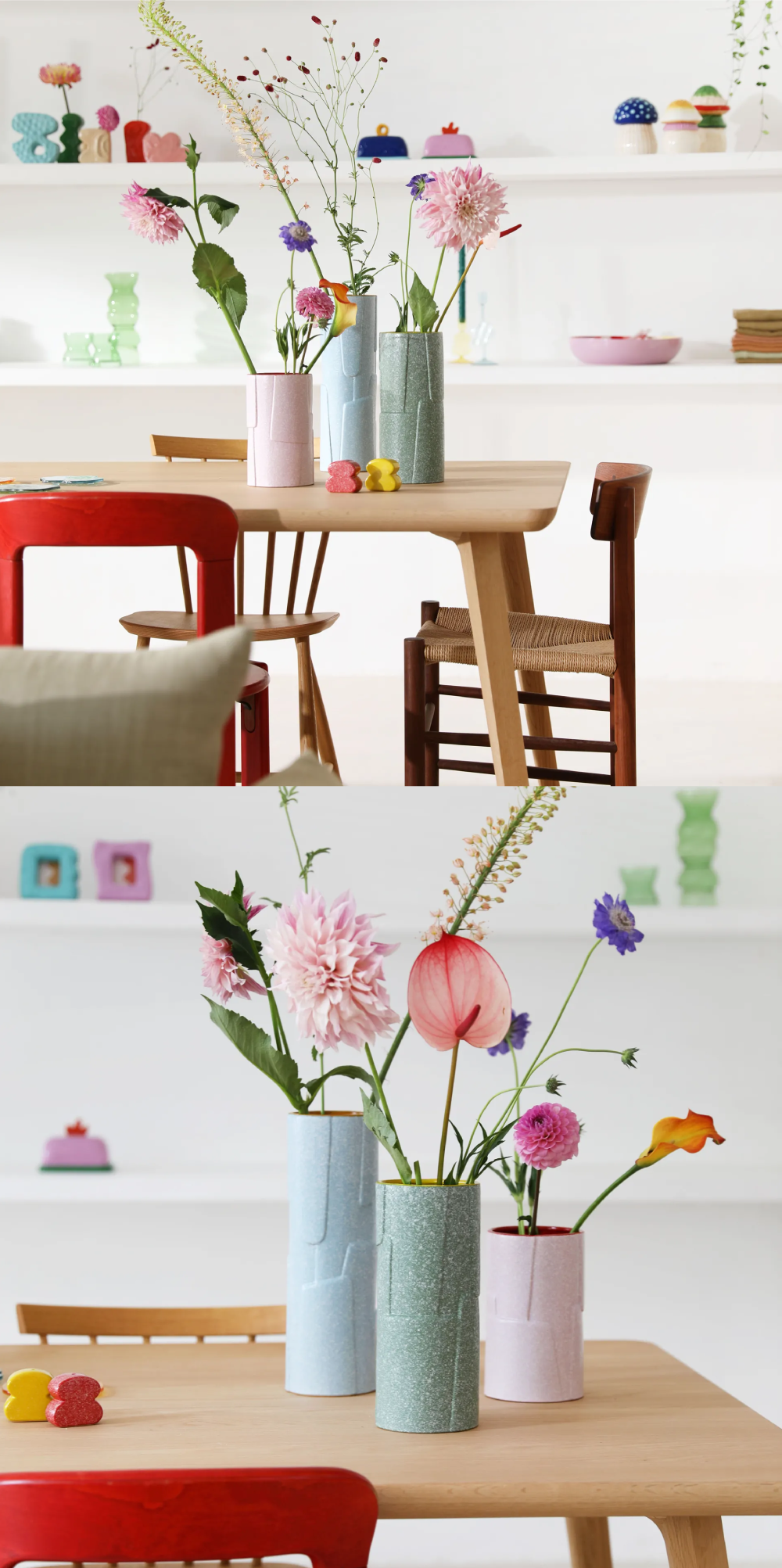 好萩家居|絕版品-荷蘭&K-Flake花瓶，外型設計片狀拼接感，搭配內外層對比色彩及霧面質感，營造出抽象的感覺，增添一抹俏皮趣味感。