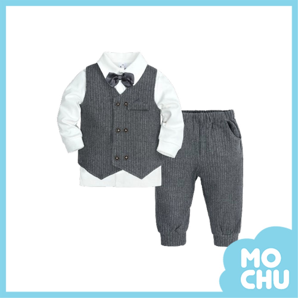 雙排釦細線背心三件組套裝