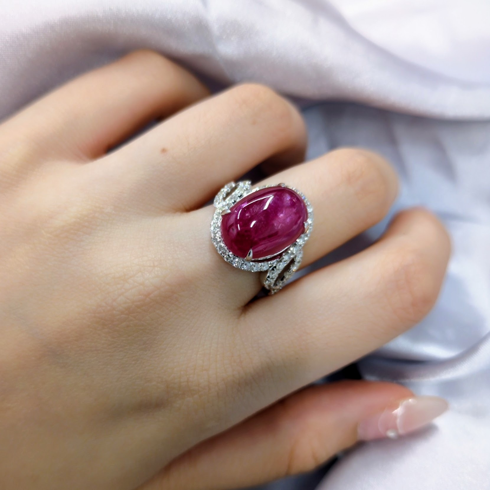 18K White Gold 10.91ct Ruby and Diamond Ring