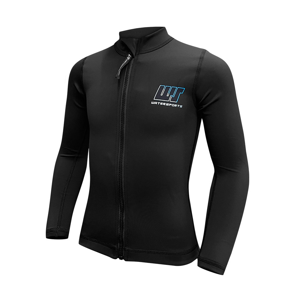 1mm 兒童高領四向拉伸抓毛游泳保暖夾克 - 黑