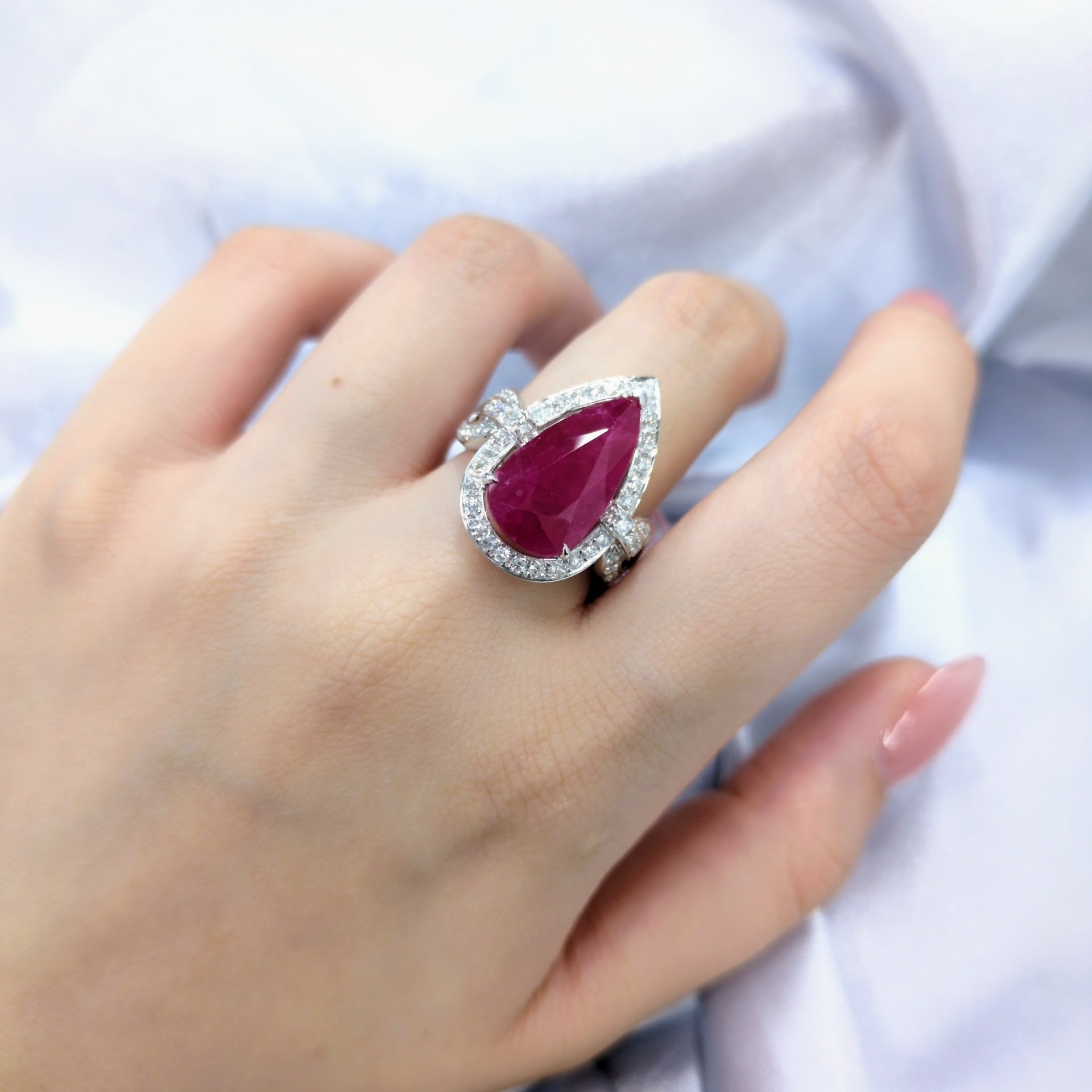 18K White Gold 6.45ct Ruby and Diamond Ring