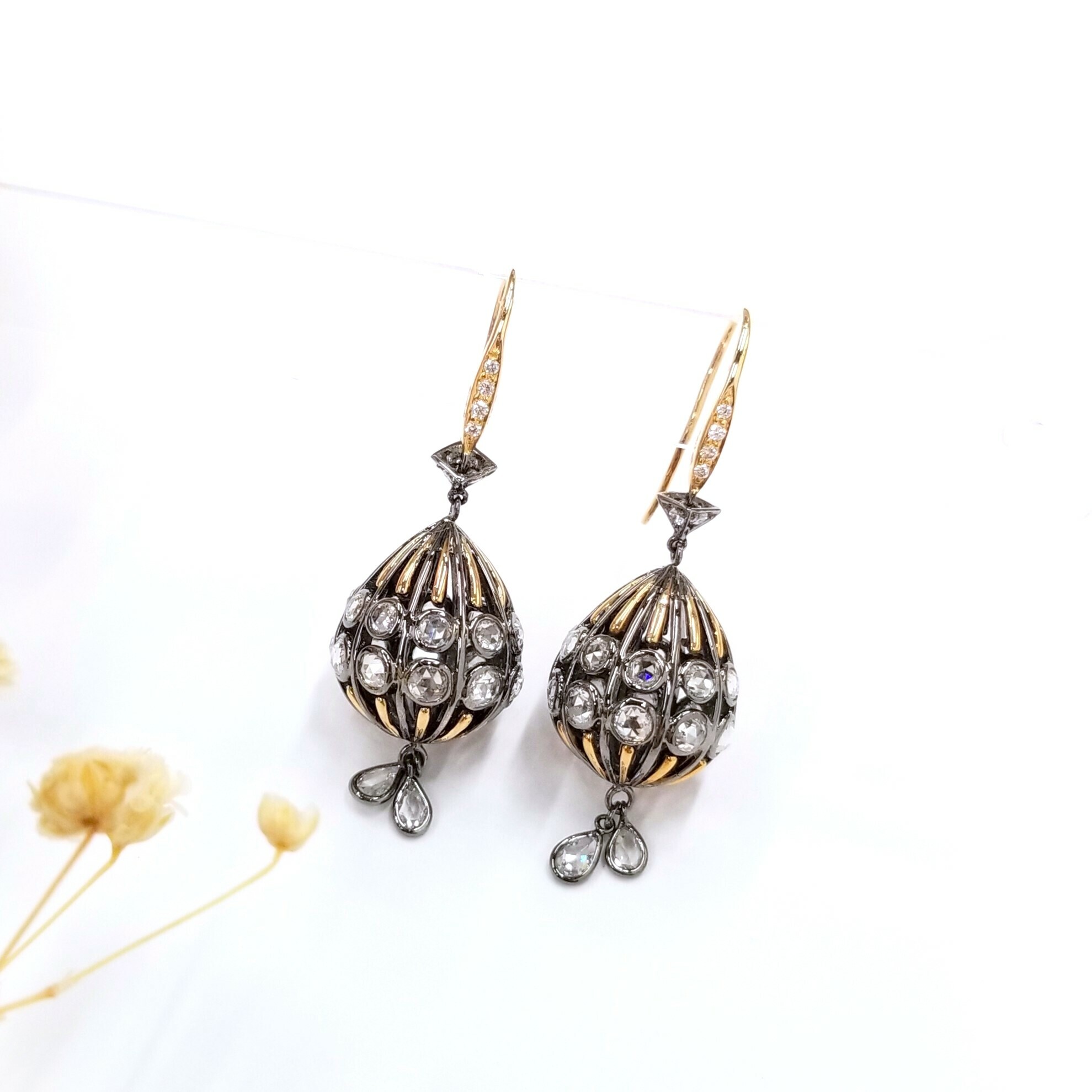 18K Gold 2.54ct Diamond Drop Earrings