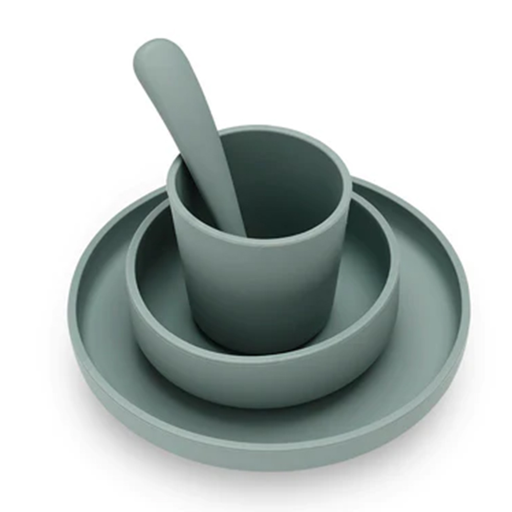 荷蘭Jollein 兒童矽膠餐具組-Ash Green