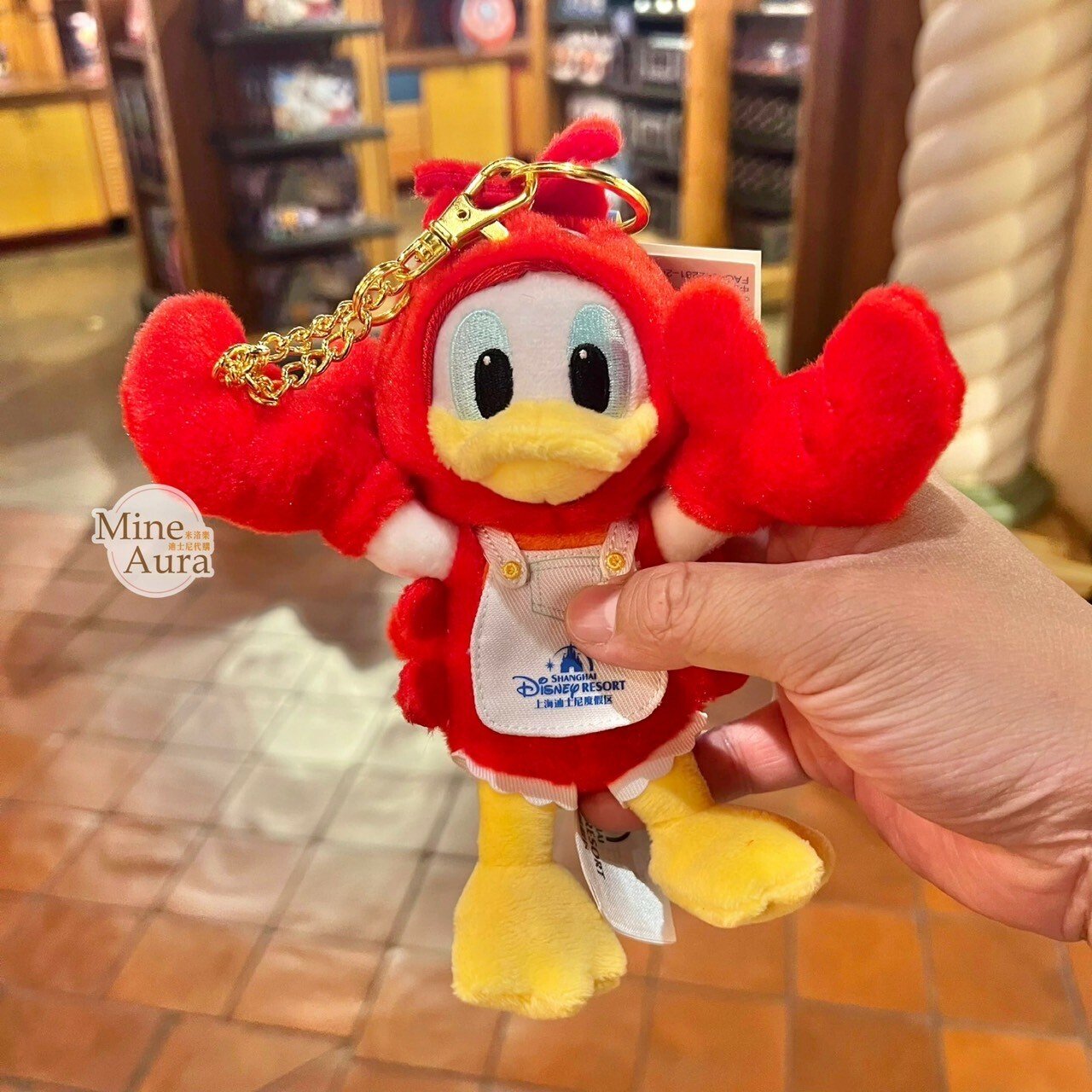 米奇樂享上海系列 唐老鴨 Donald 小龍蝦造型 絨毛 鑰匙圈 吊飾 -上海迪士尼樂園