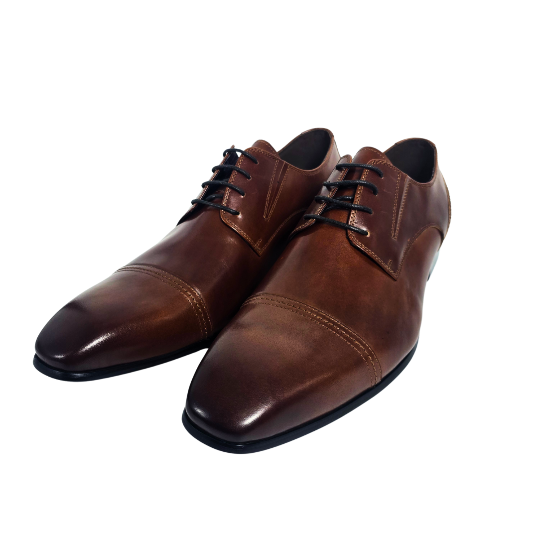 Revic 男裝皮鞋 | OF-27BR | 啡色橫紋德比皮鞋