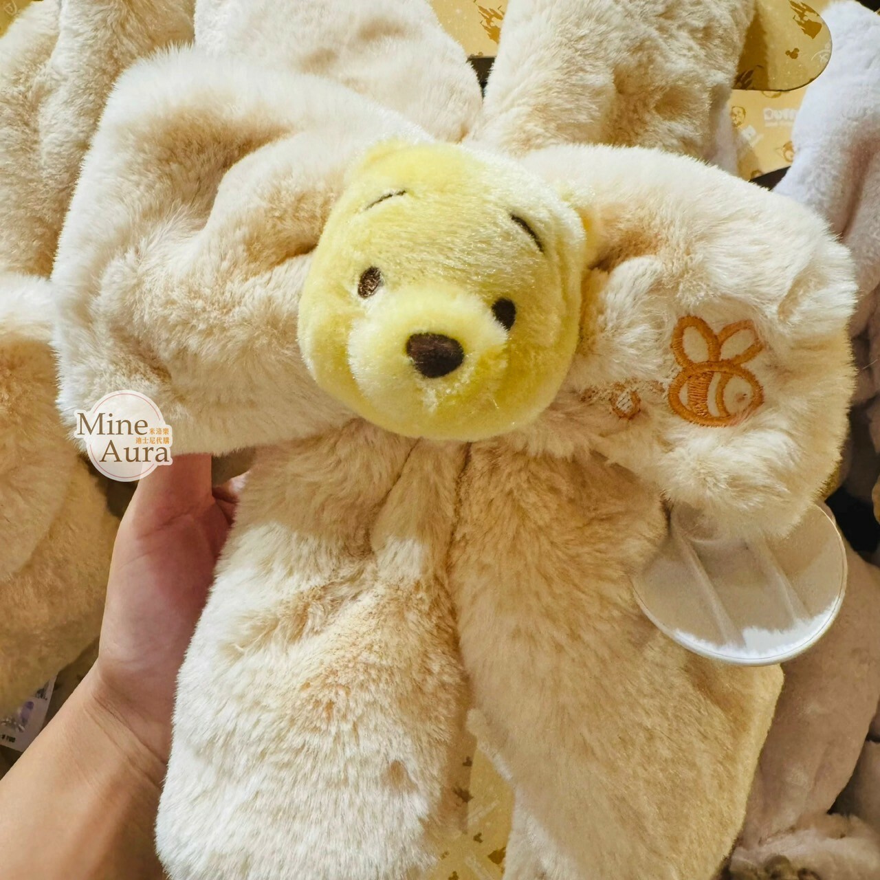 小熊維尼 Winnie the Pooh 絨毛大頭 蝴蝶結 造型圍巾 圍脖 -上海迪士尼樂園