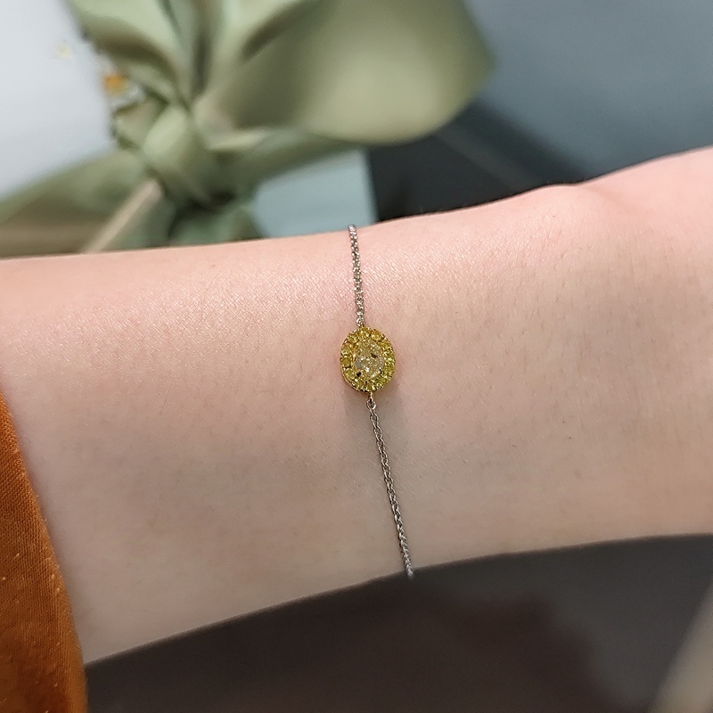 橢圓形黃鑽鑽石手鏈