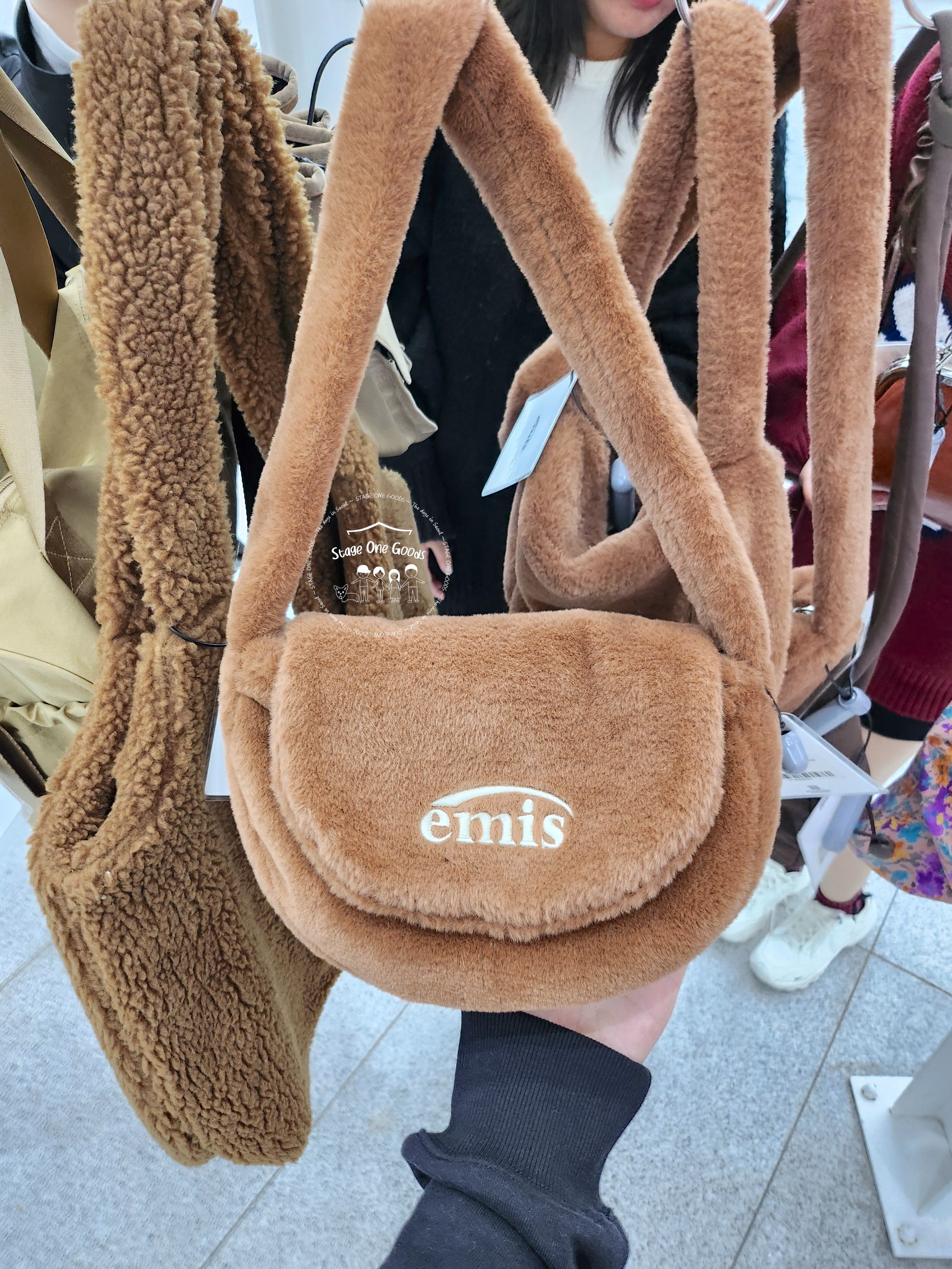 EMIS FUR HALF MOON FLAP BAG