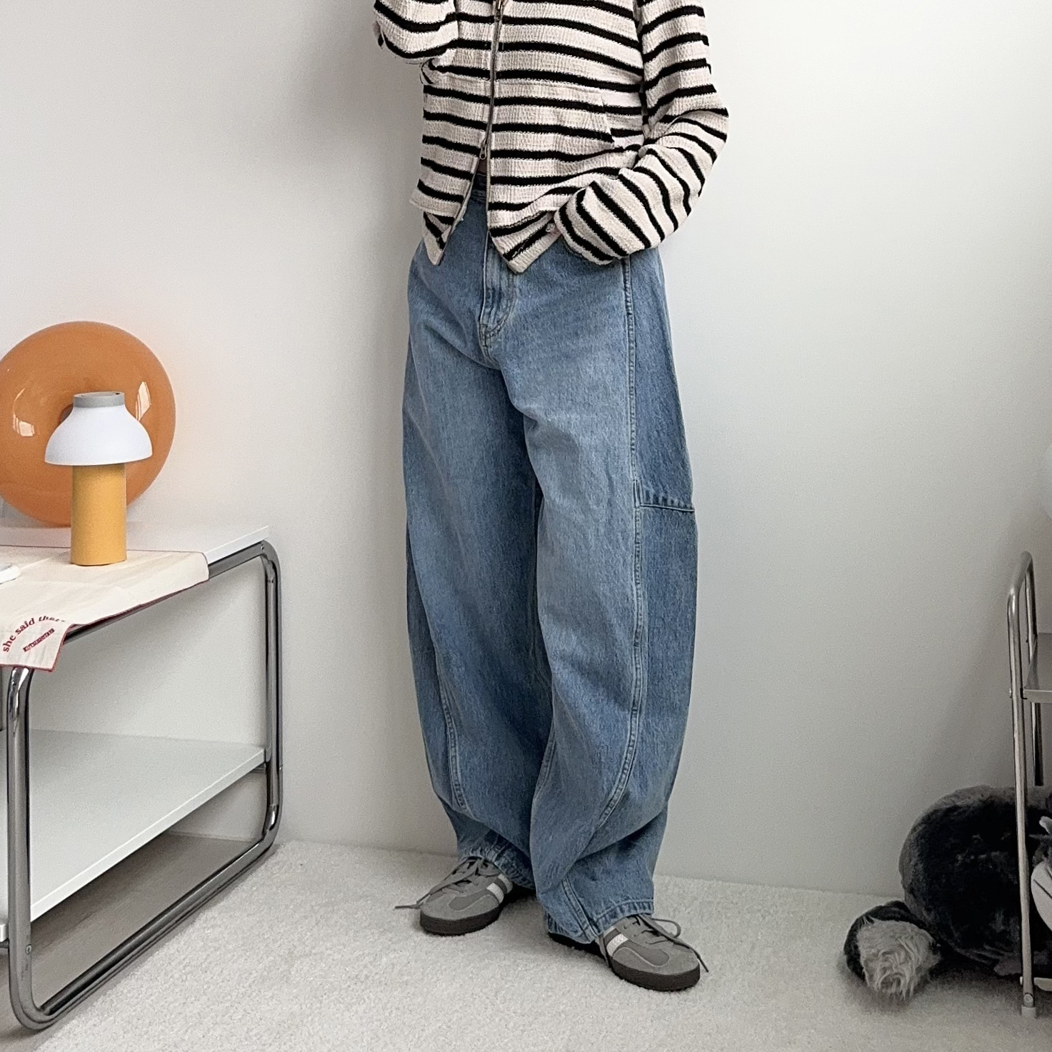 現貨┃自留款 韓國製 水洗 刷色 繭型牛仔褲 錐形褲 氣球褲