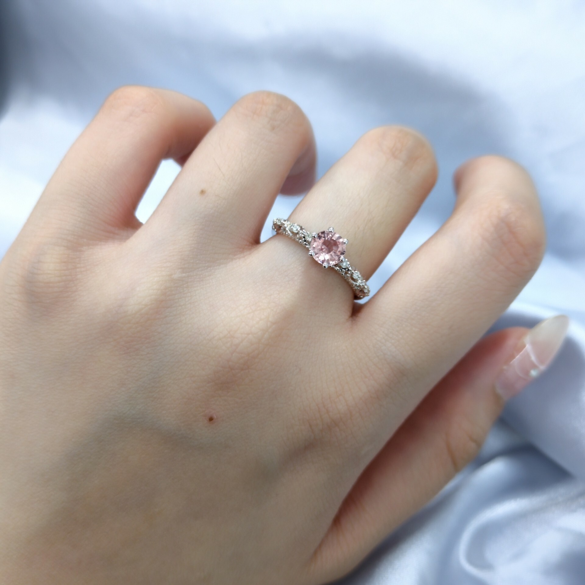 18K White Gold 0.70ct Sapphire and Diamond Ring