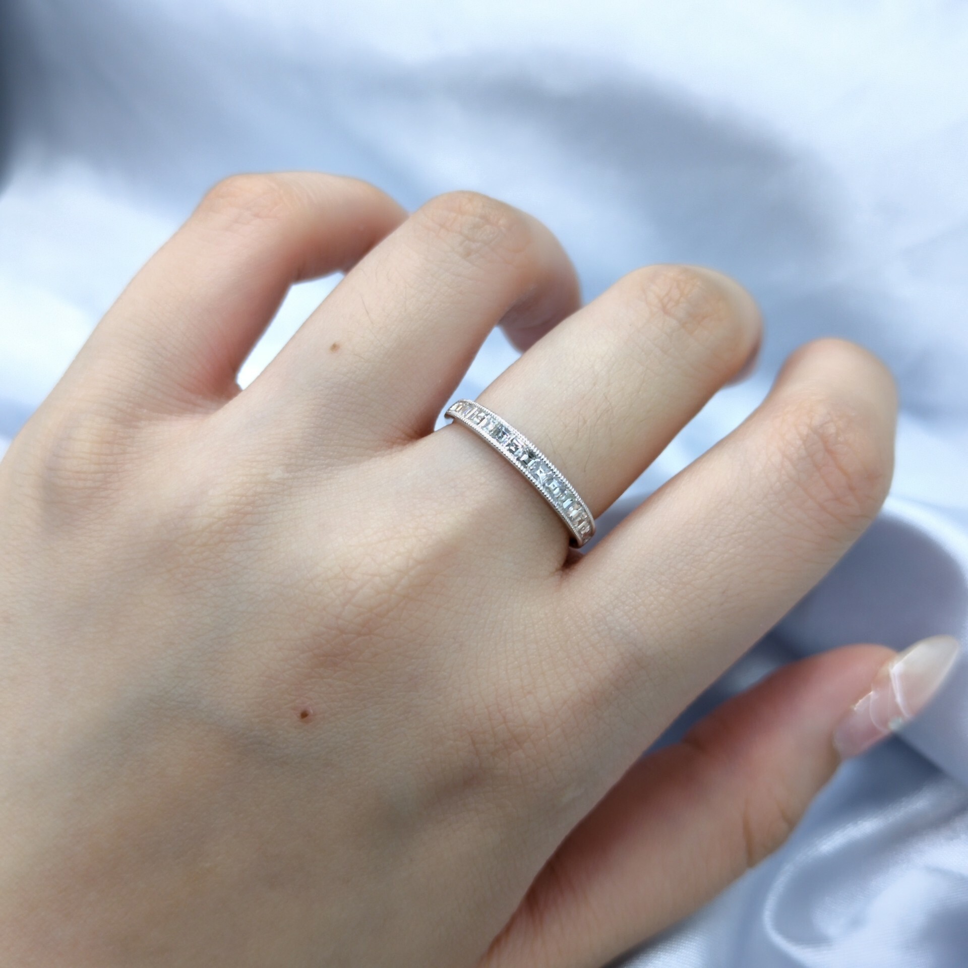 18K White Gold 0.51ct Carre Cut Diamond Ring