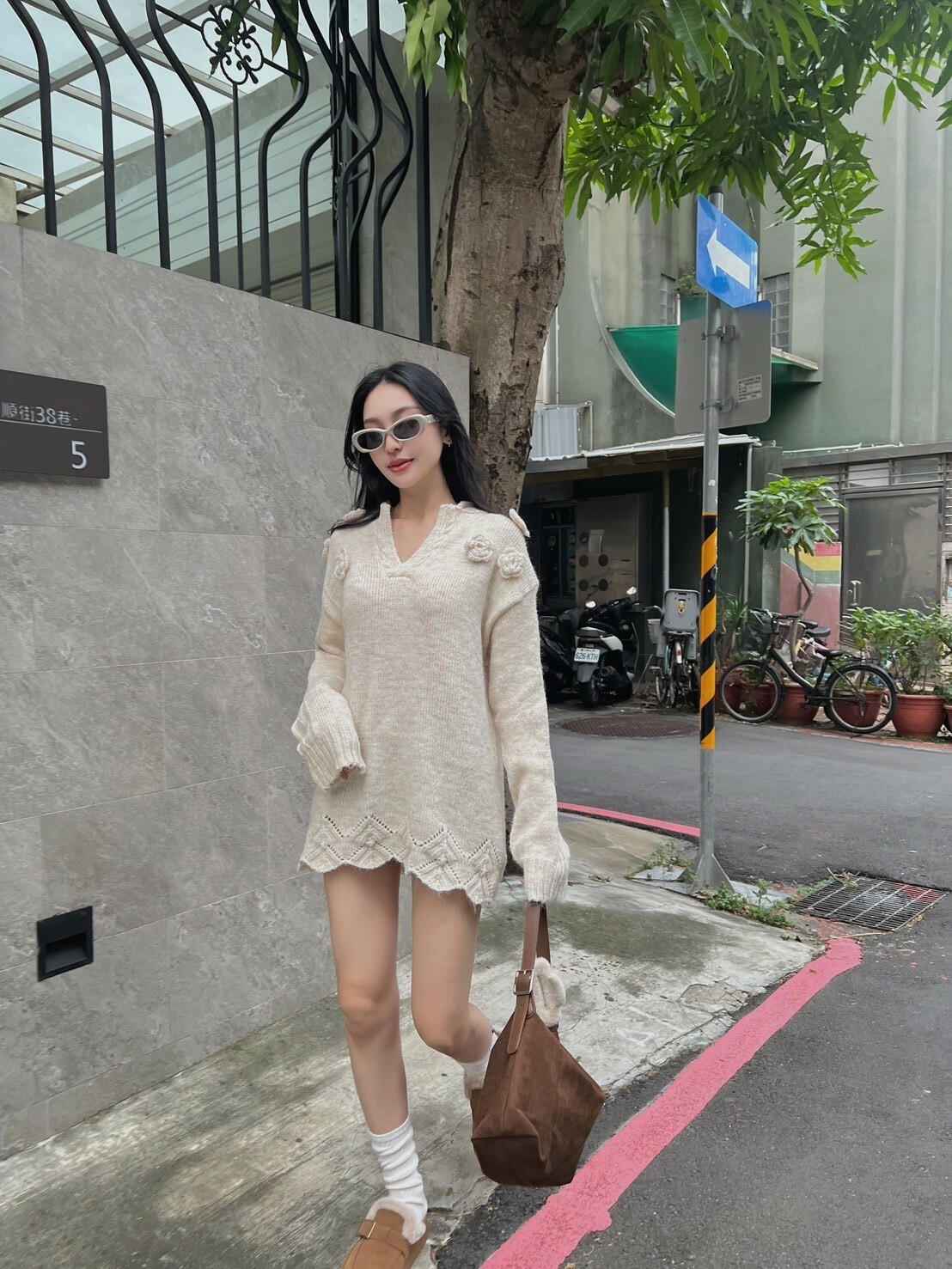 韓系玫瑰花針織毛衣/二色