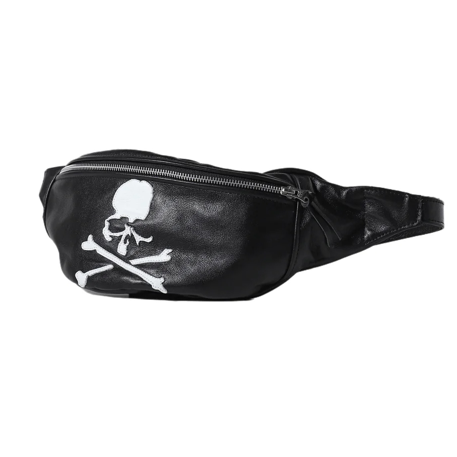 MASTERMIND WORLD X VANSON LEATHER BOXY BONE WAIST BAG FW24 聨名 限量 皮包 腰包 黑色-MW24C13-BA100